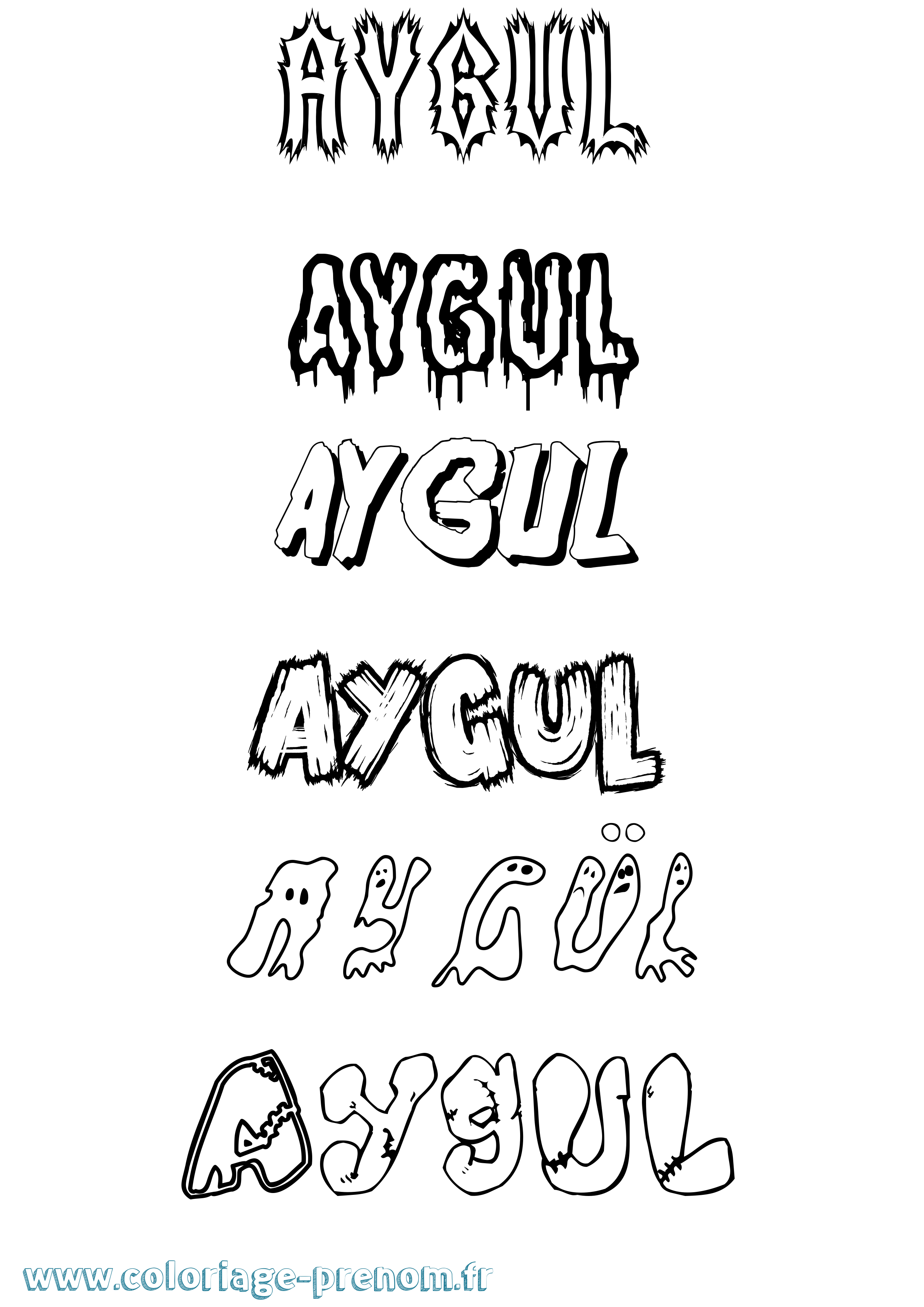 Coloriage Aygül Frisson Coloriage prénom Aygül Frisson