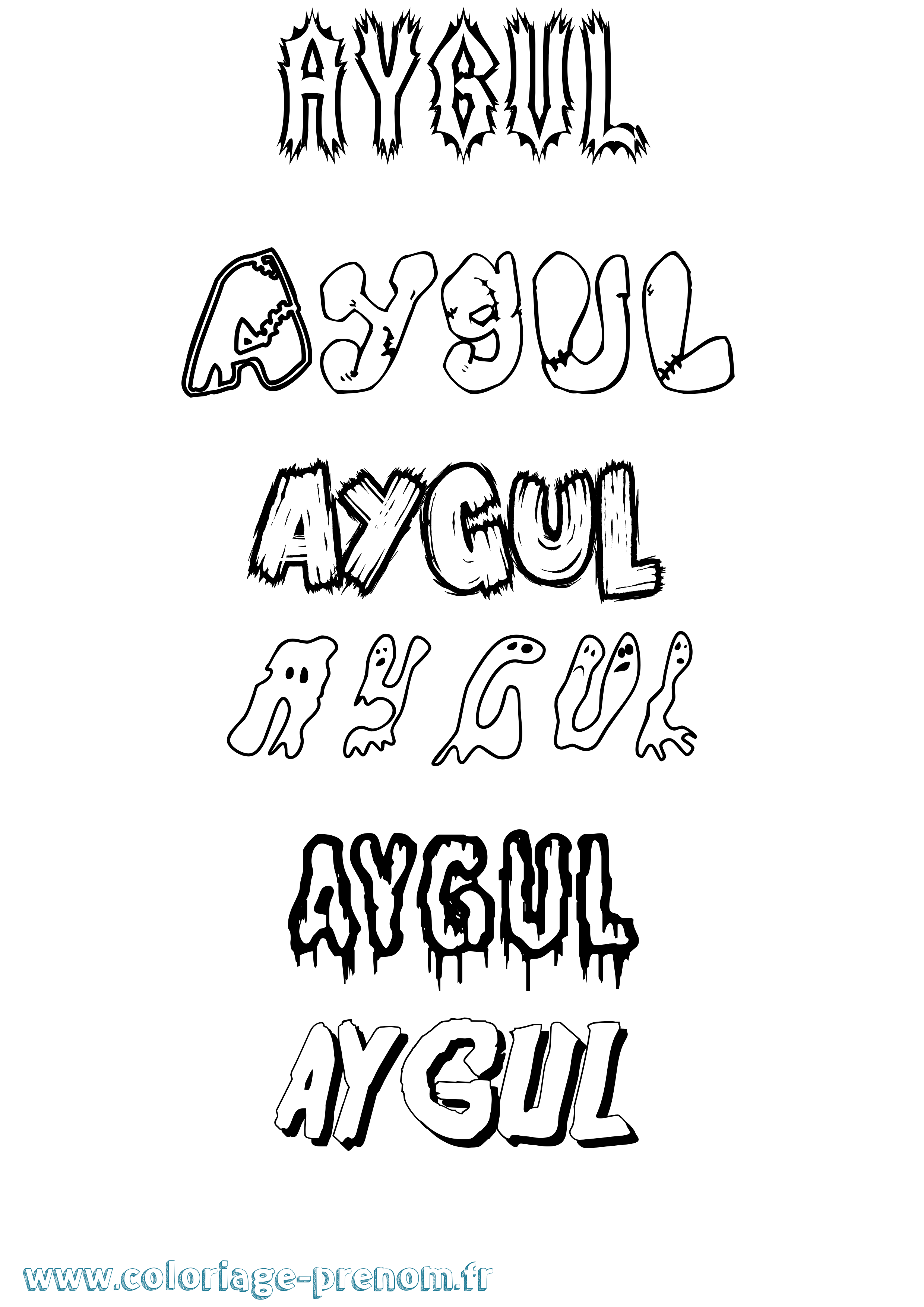 Coloriage Aygul Frisson Coloriage prénom Aygul Frisson