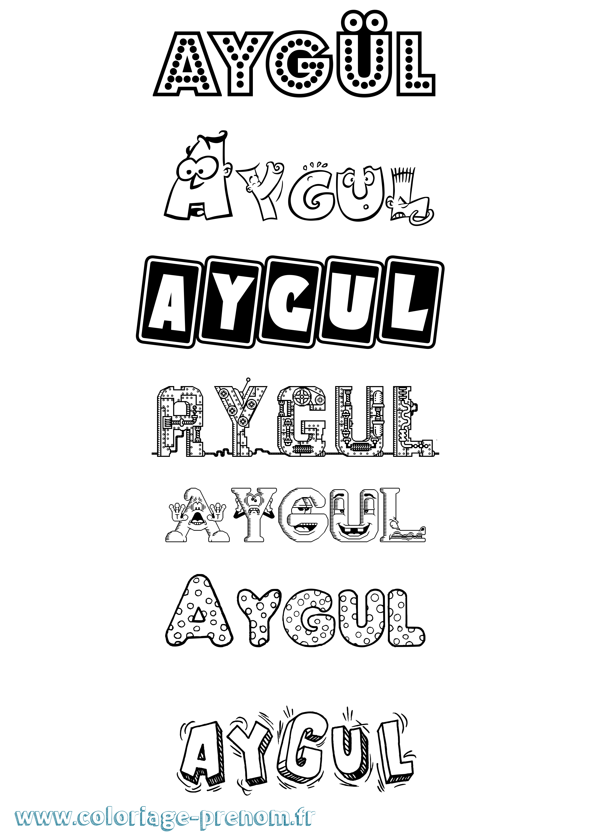 Coloriage Aygül Fun Coloriage prénom Aygül Fun