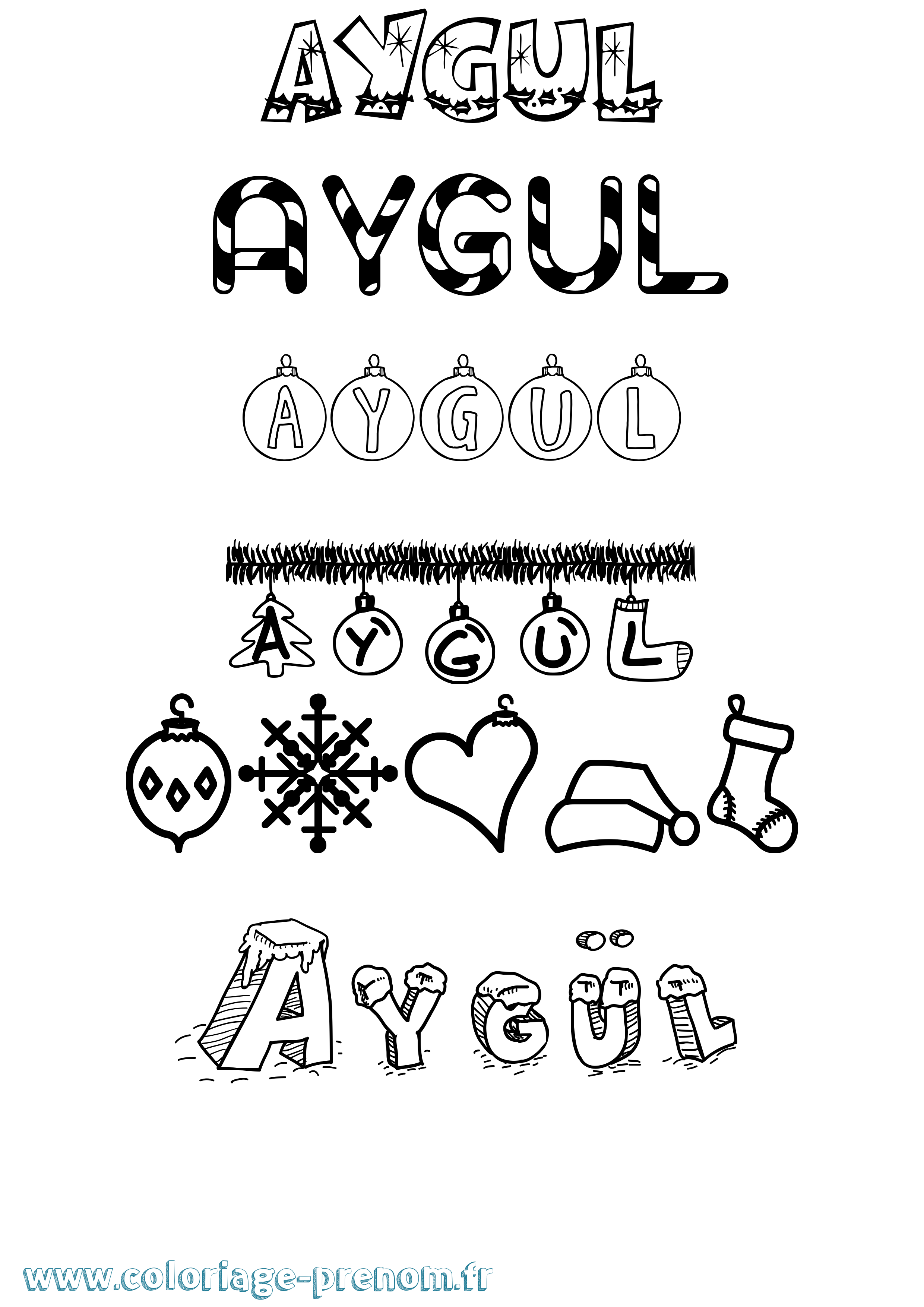Coloriage Aygül Noël Coloriage prénom Aygül Noël