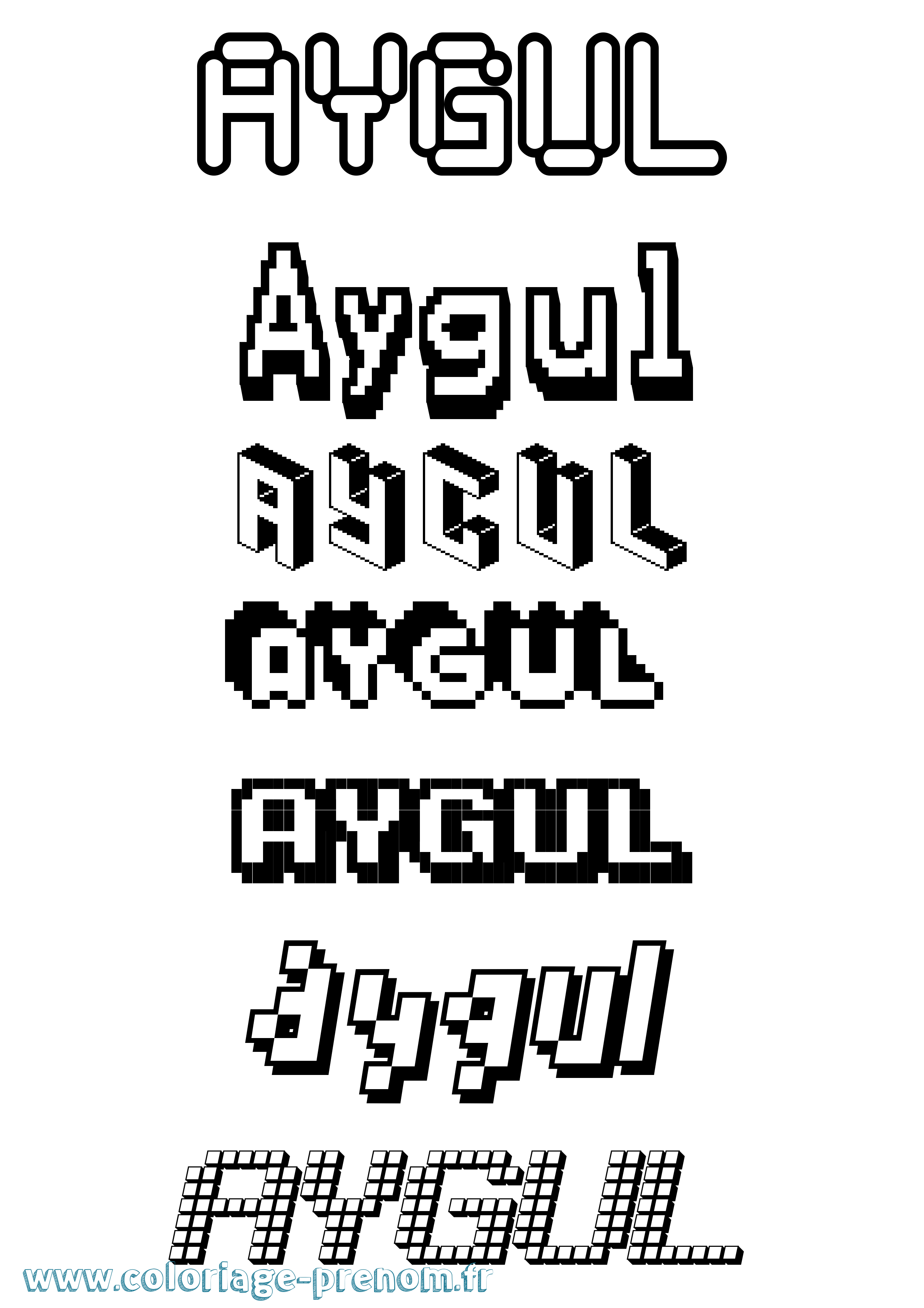 Coloriage Aygul Pixel Coloriage prénom Aygul Pixel