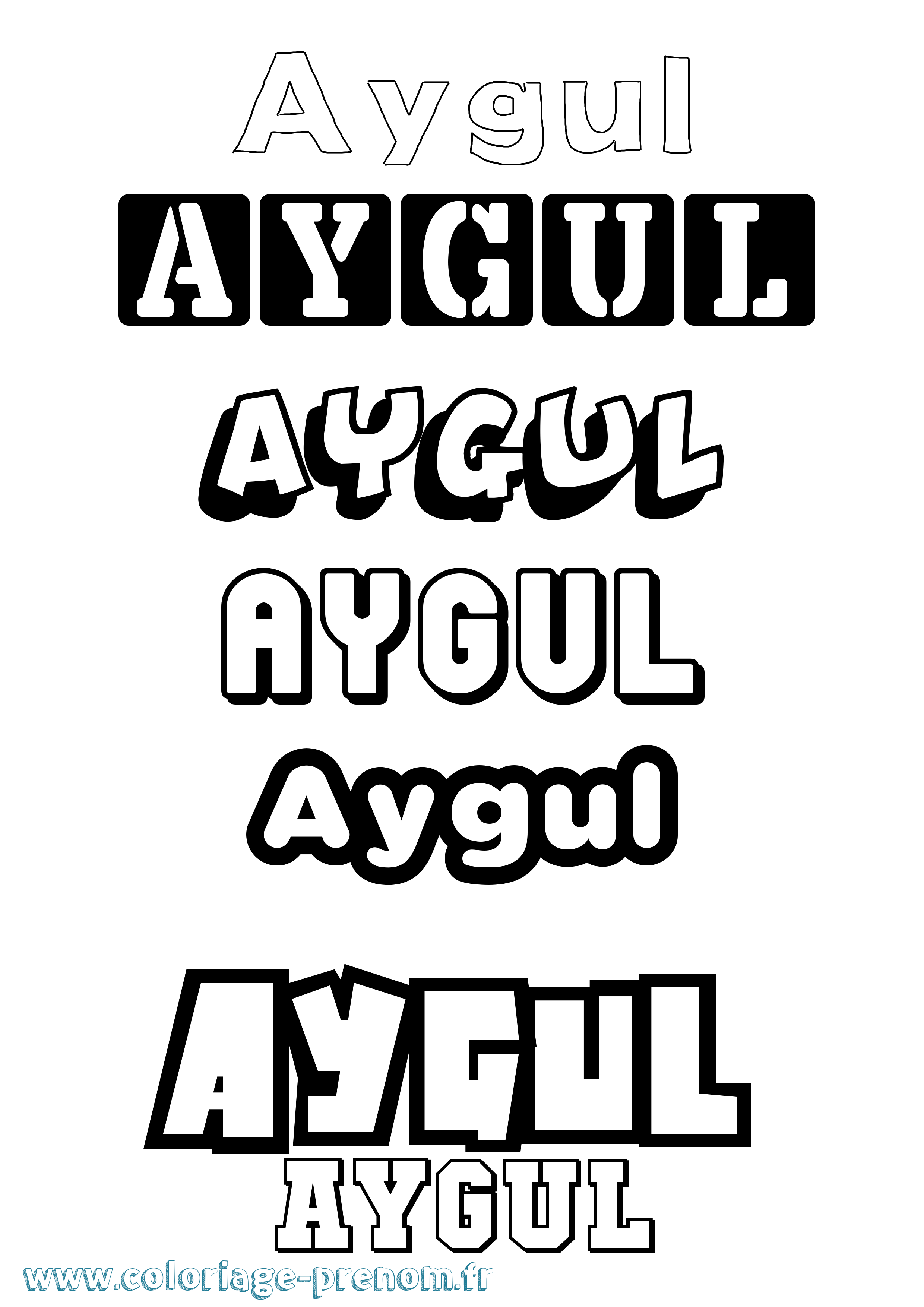 Coloriage Aygul Simple Coloriage prénom Aygul Simple
