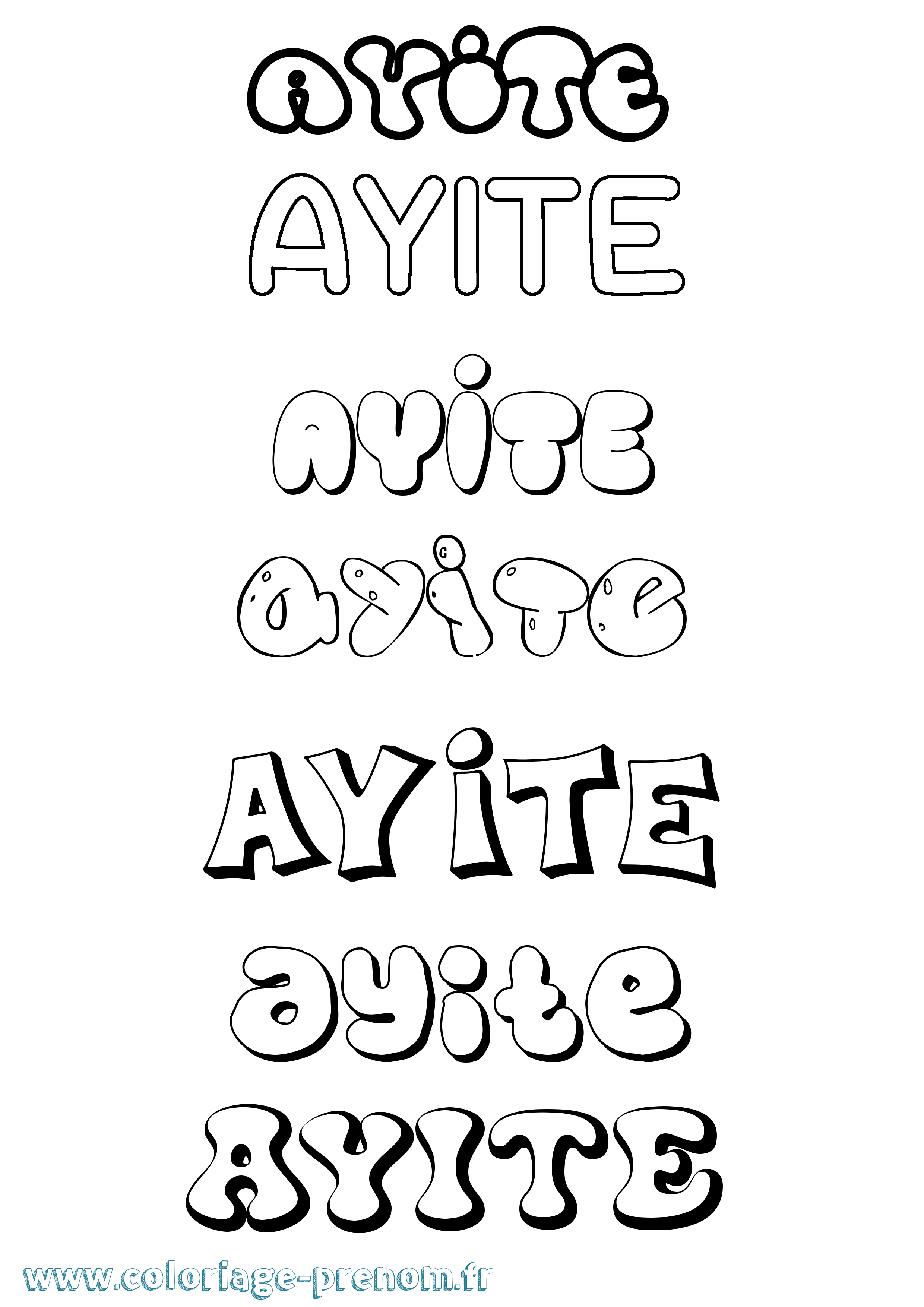 Coloriage Ayite Bubble Coloriage prénom Ayite Bubble
