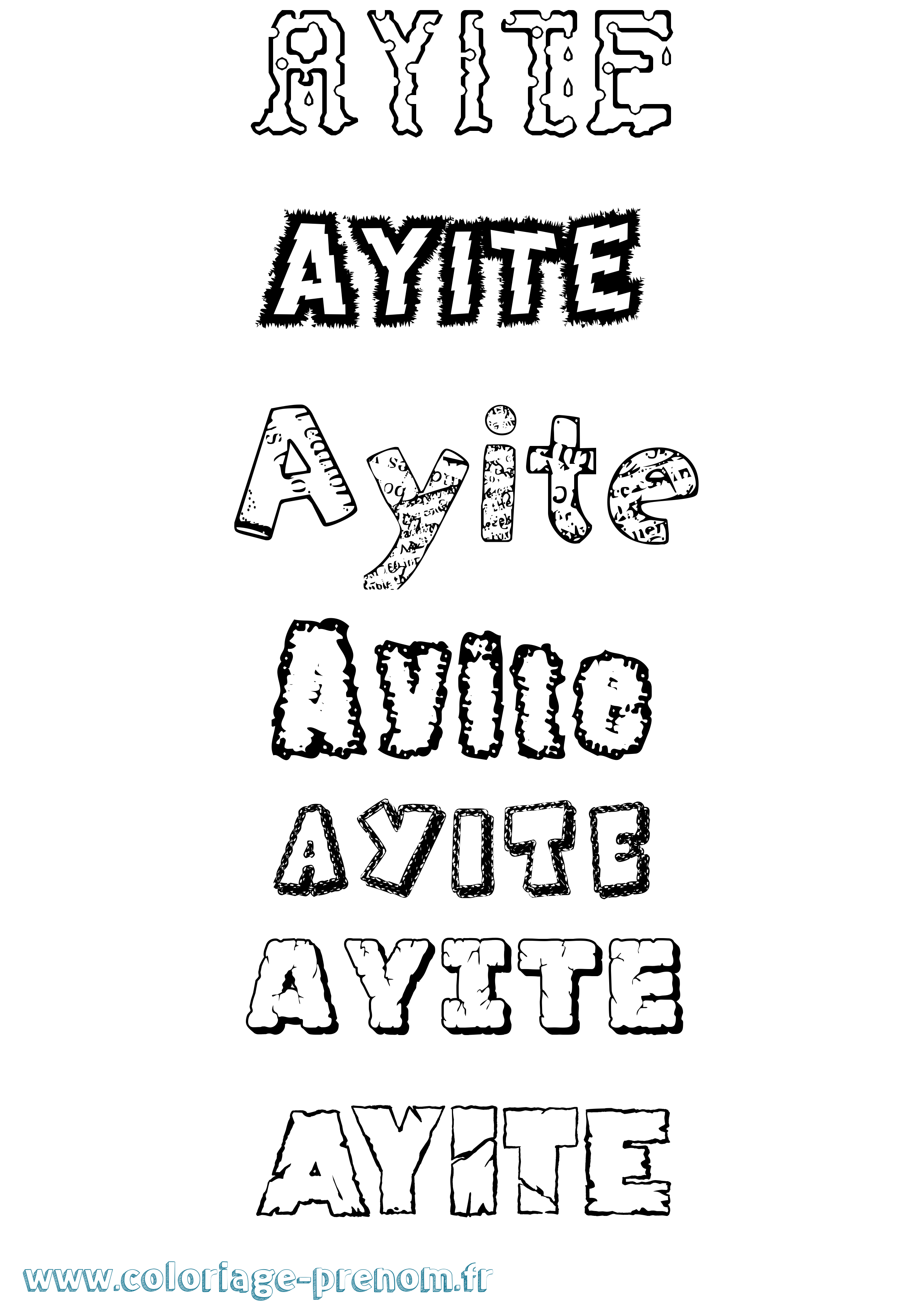 Coloriage Ayite Destructuré Coloriage prénom Ayite Destructuré