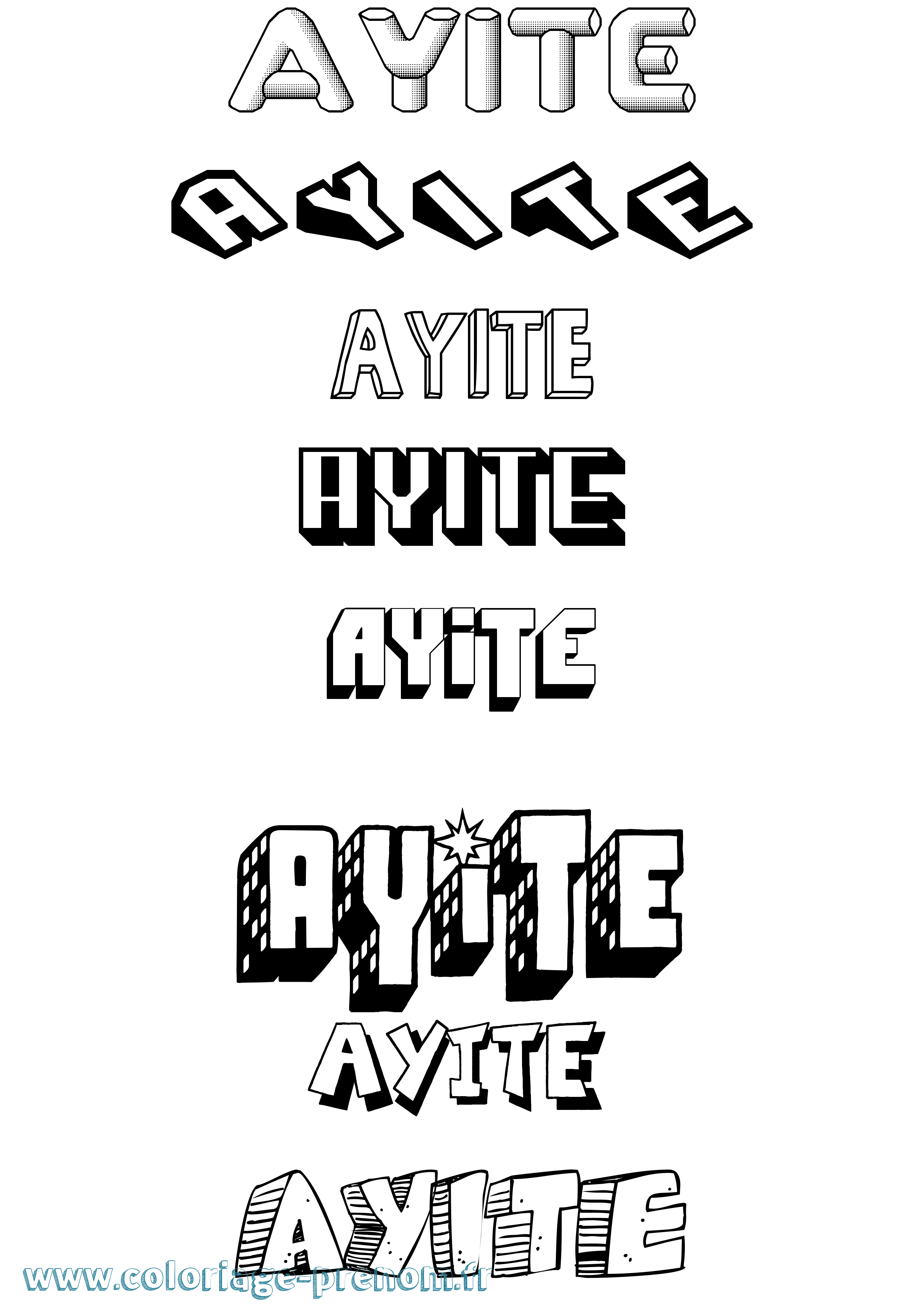 Coloriage Ayite Effet 3D Coloriage prénom Ayite Effet 3D