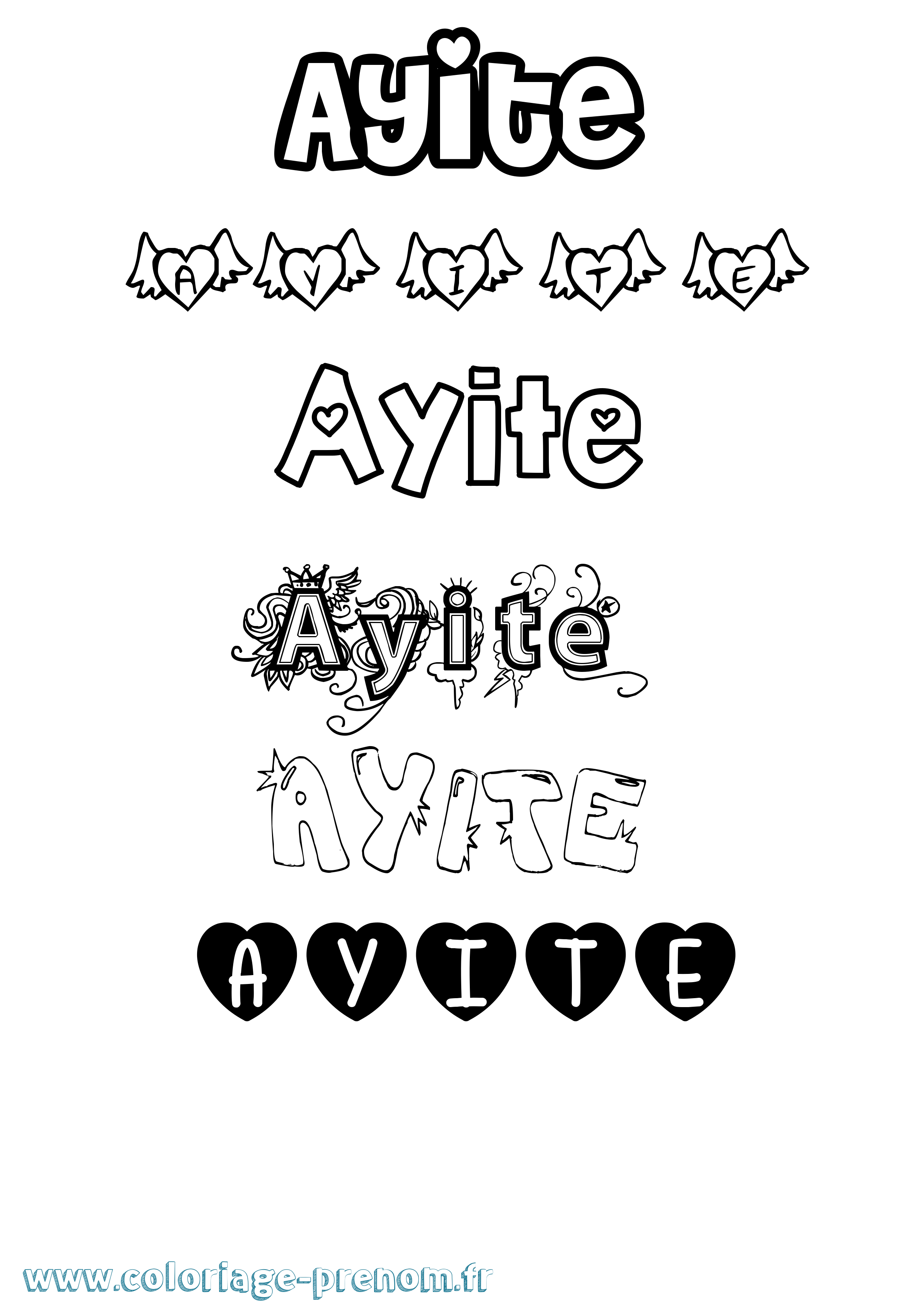 Coloriage Ayite Girly Coloriage prénom Ayite Girly