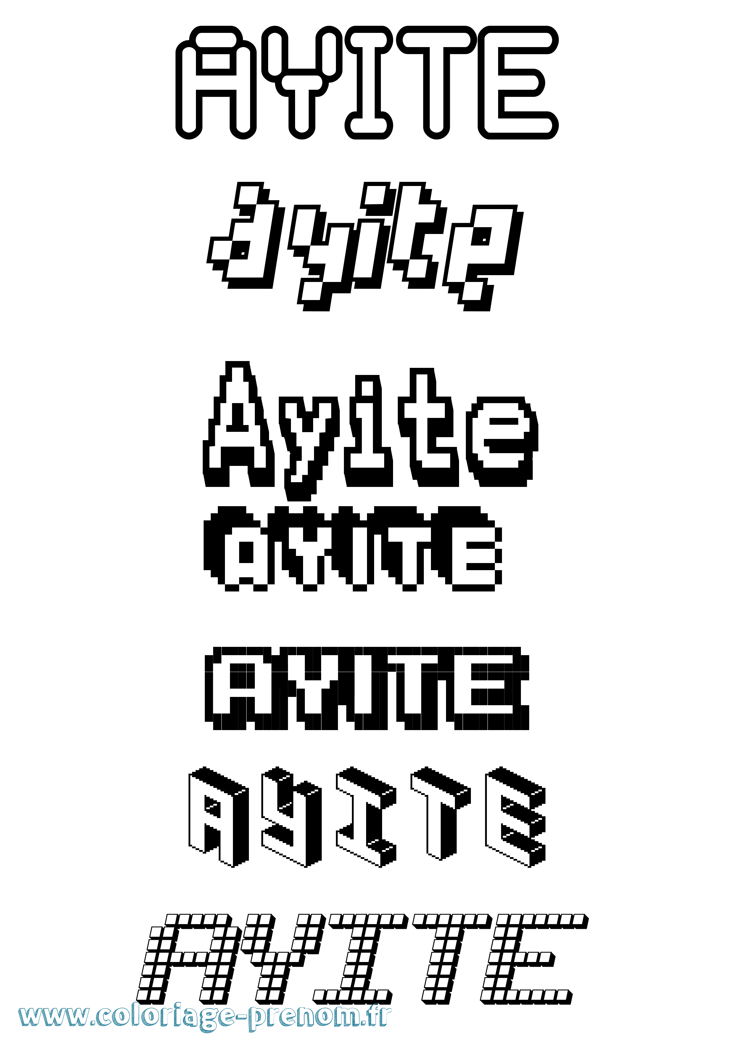Coloriage Ayite Pixel Coloriage prénom Ayite Pixel