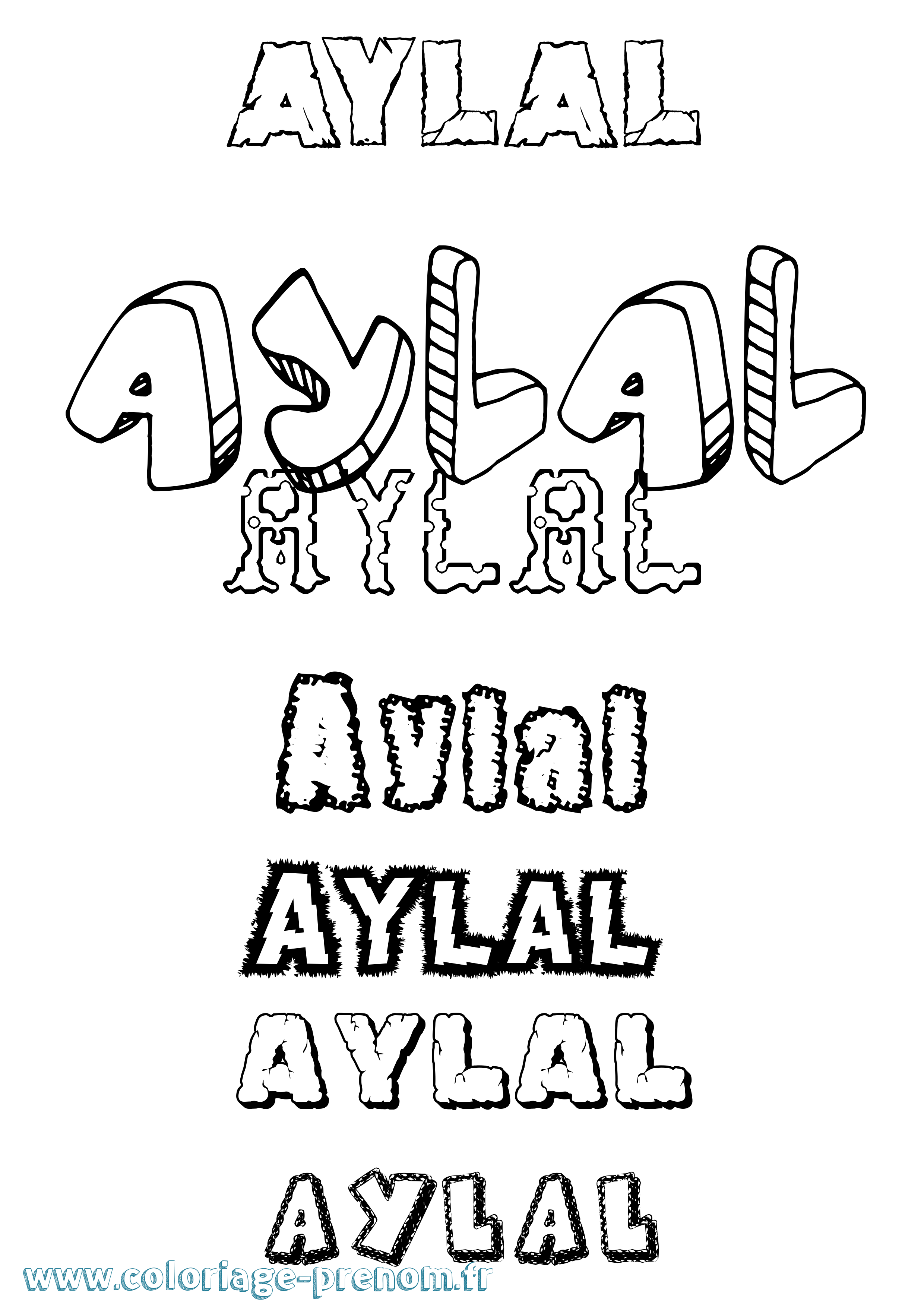 Coloriage Aylal Destructuré Coloriage prénom Aylal Destructuré
