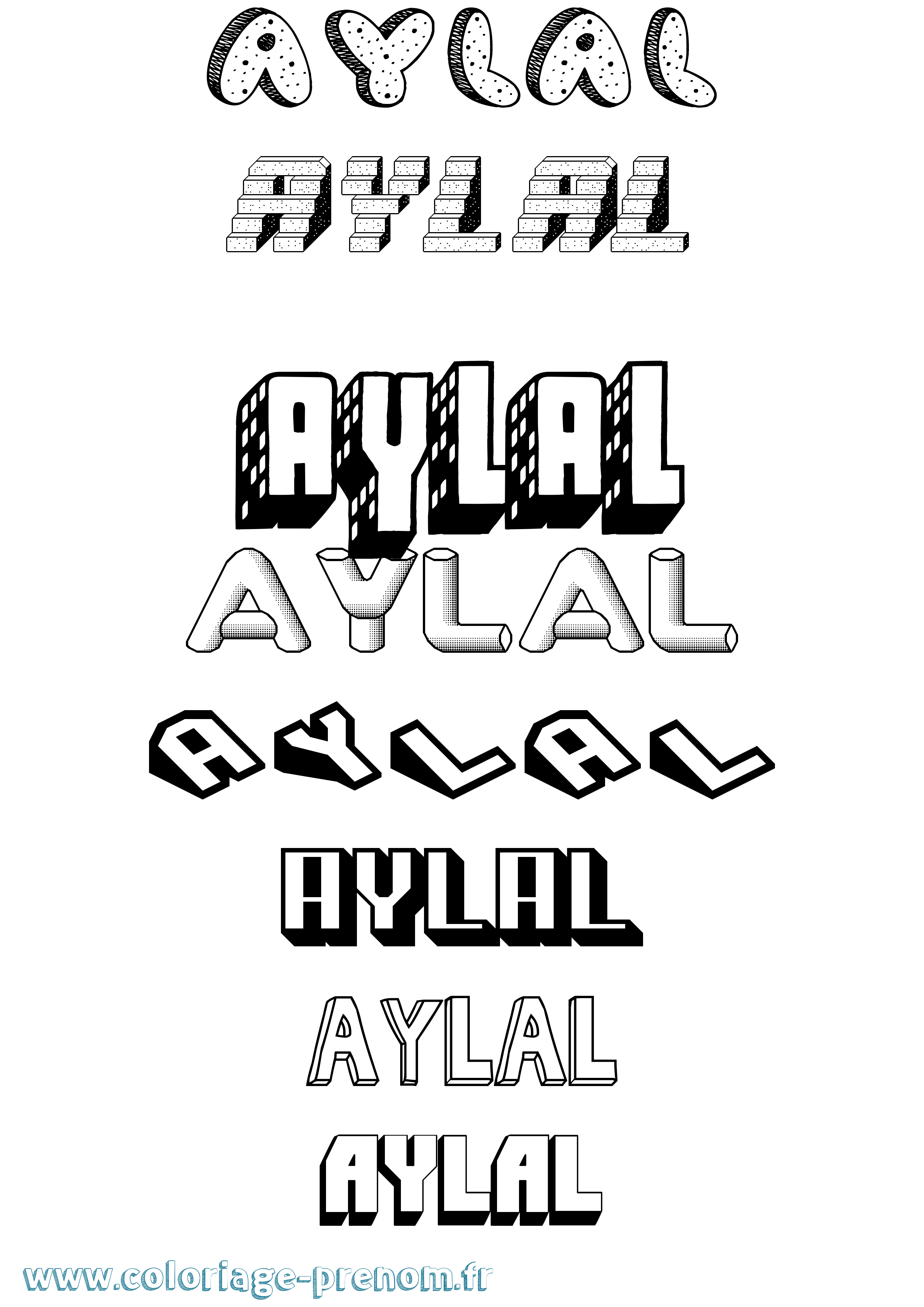 Coloriage Aylal Effet 3D Coloriage prénom Aylal Effet 3D
