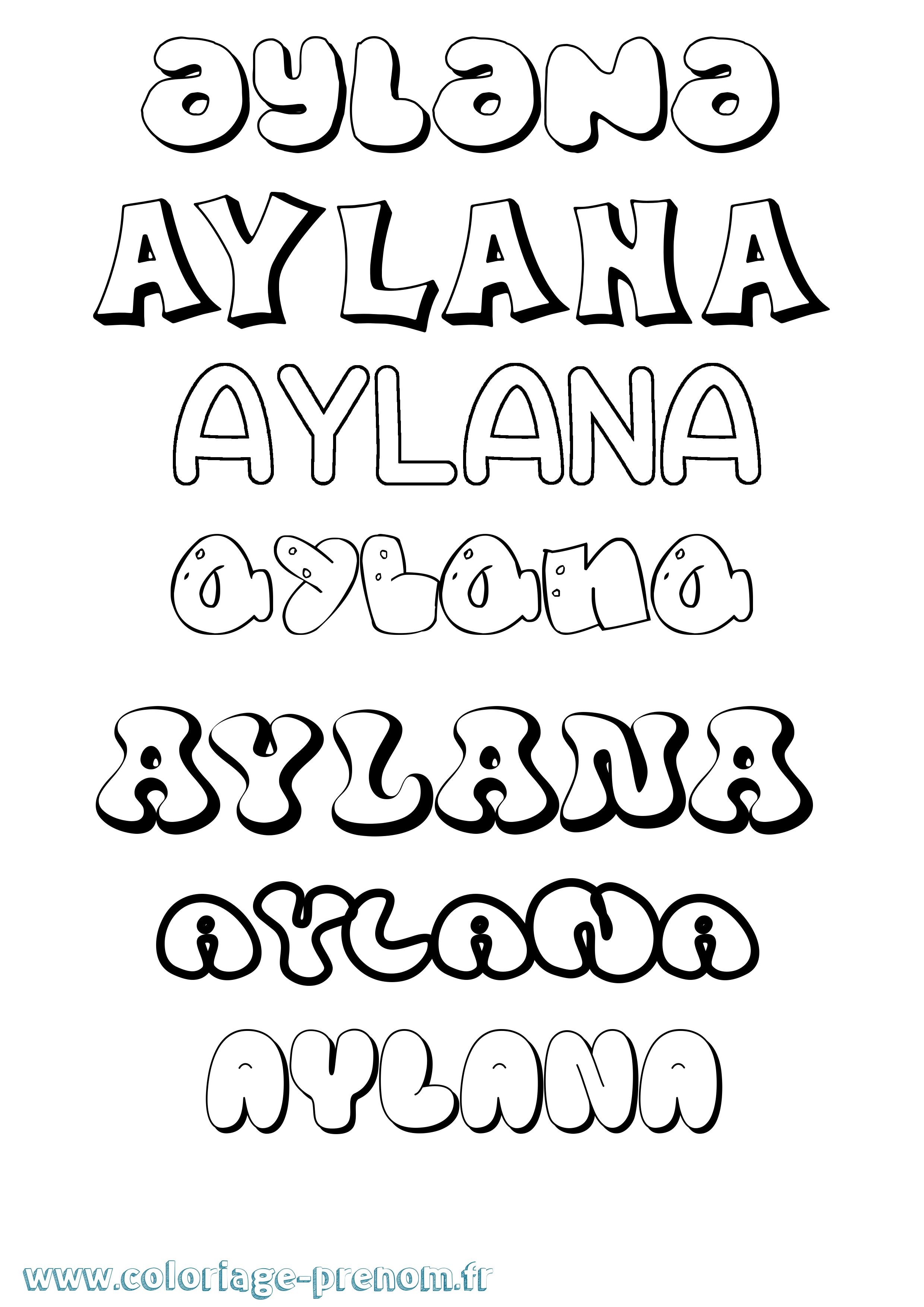 Coloriage Aylana Bubble Coloriage prénom Aylana Bubble