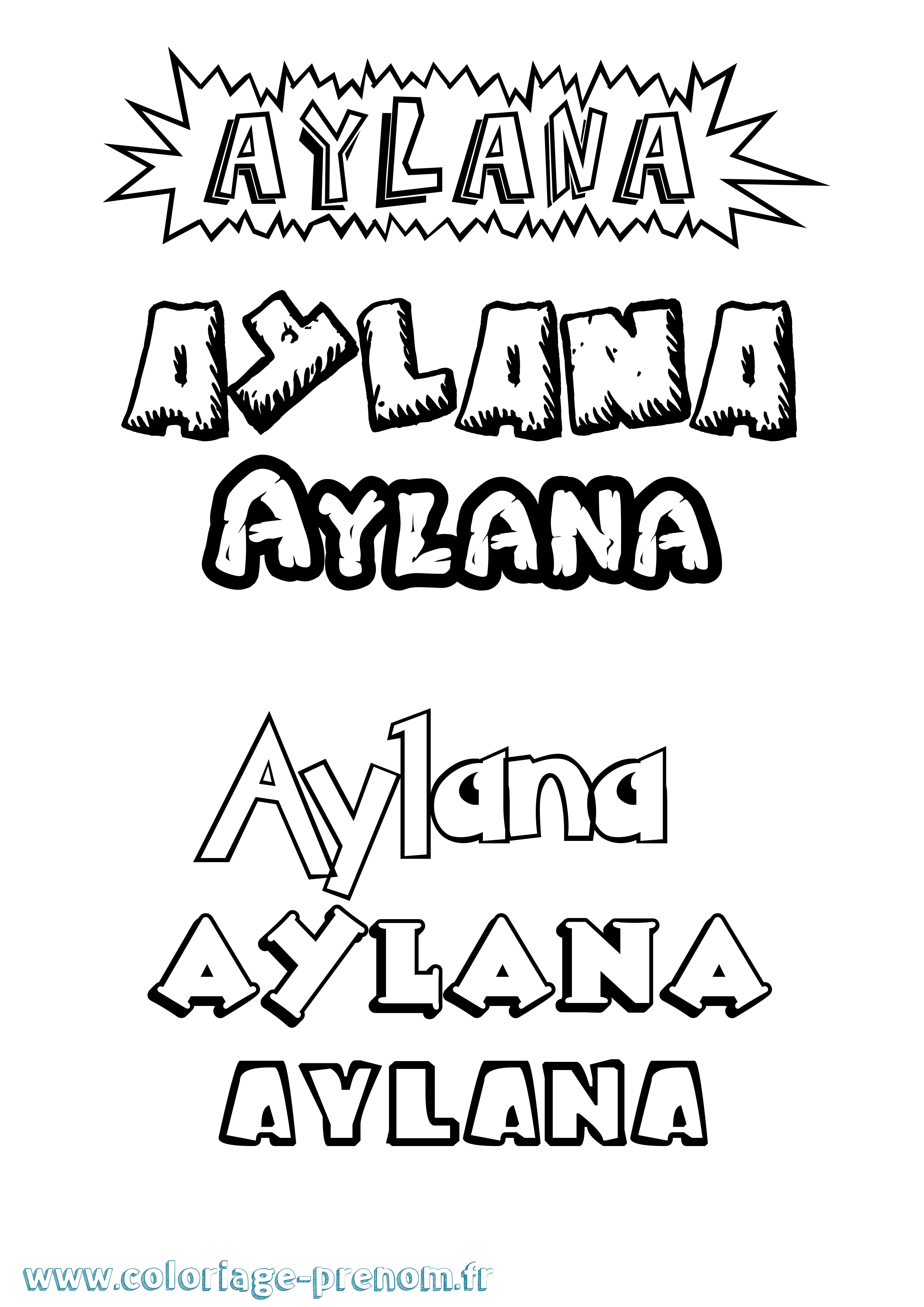 Coloriage Aylana Dessin Animé Coloriage prénom Aylana Dessin Animé