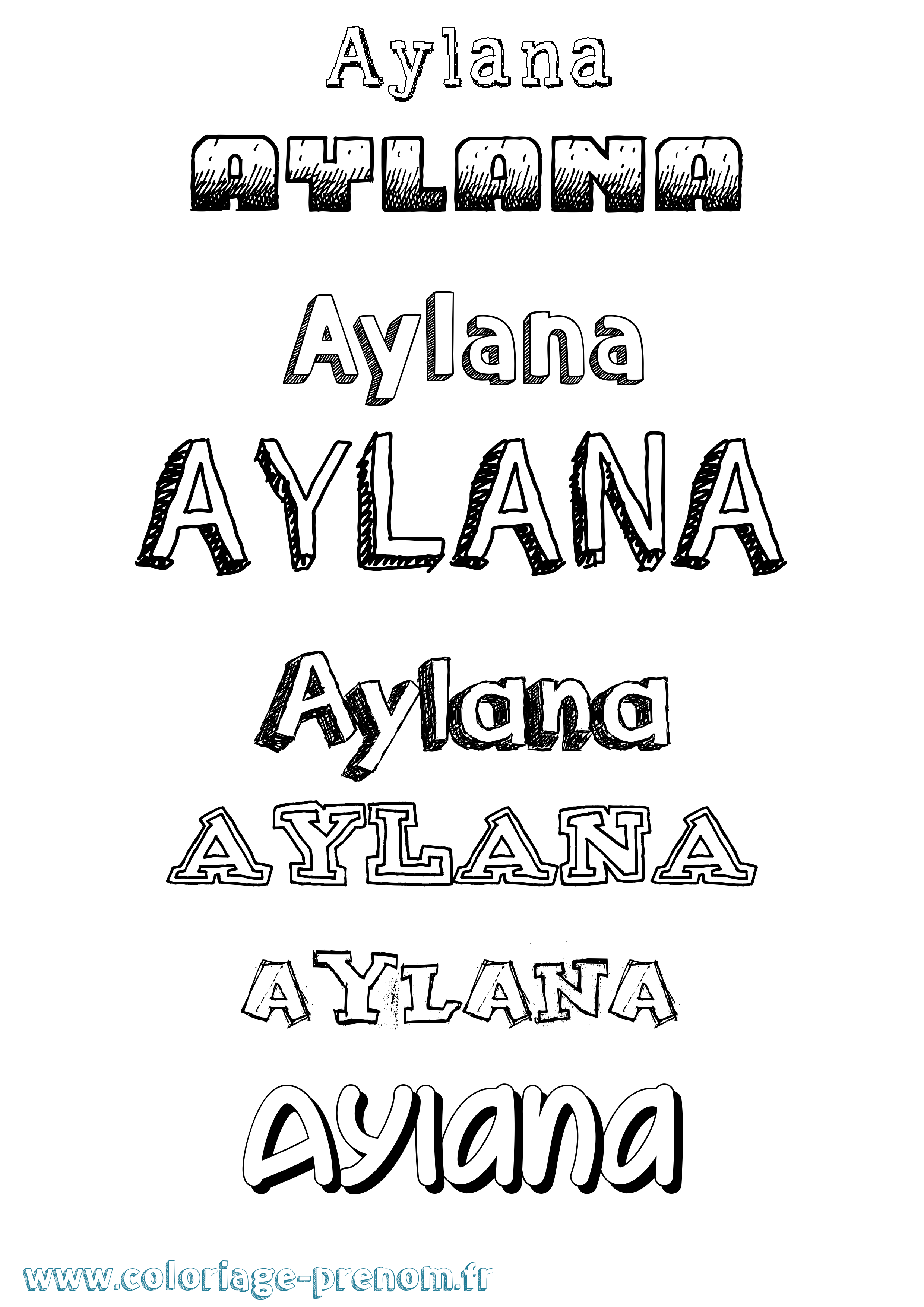 Coloriage Aylana Dessiné Coloriage prénom Aylana Dessiné