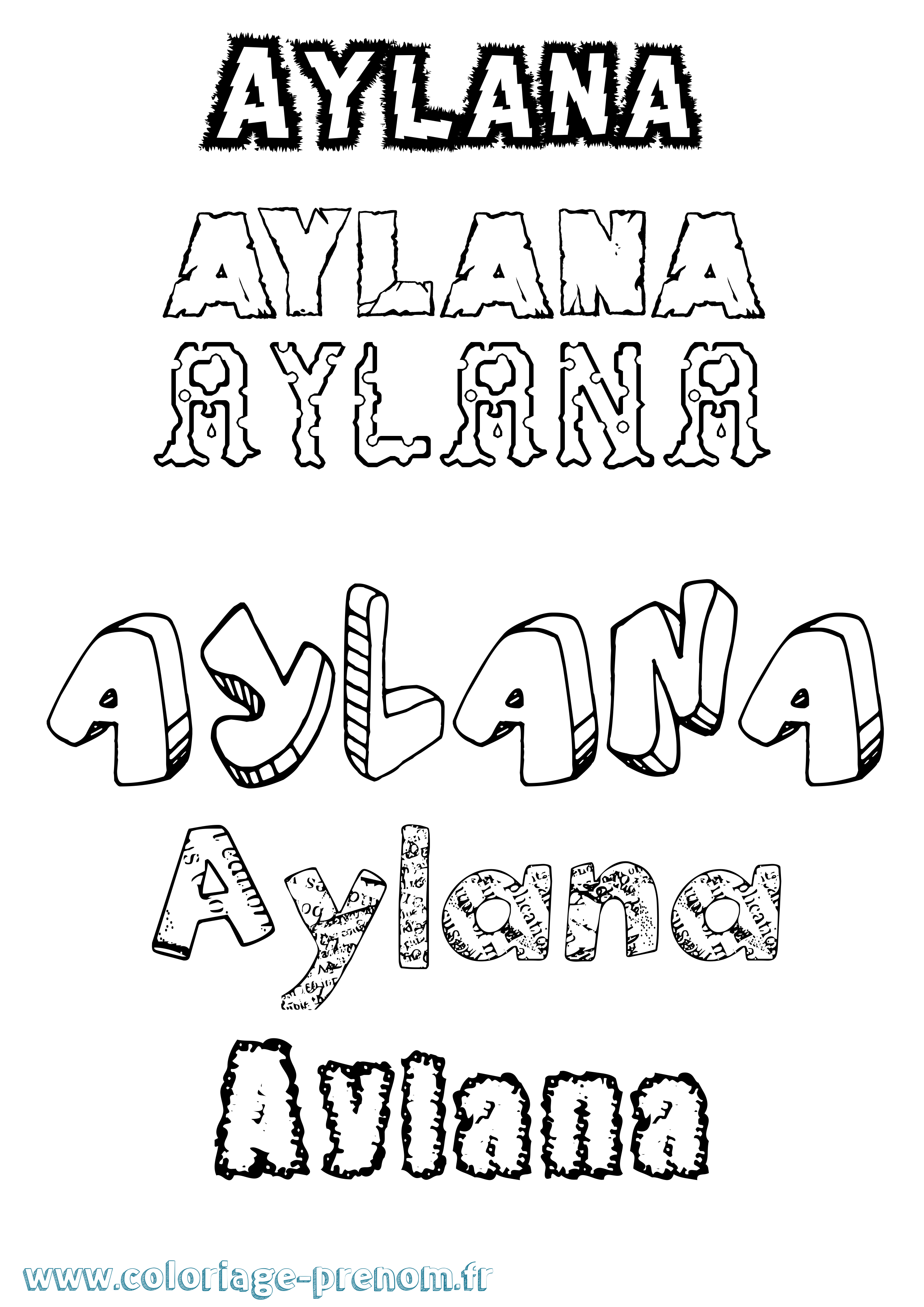 Coloriage Aylana Destructuré Coloriage prénom Aylana Destructuré