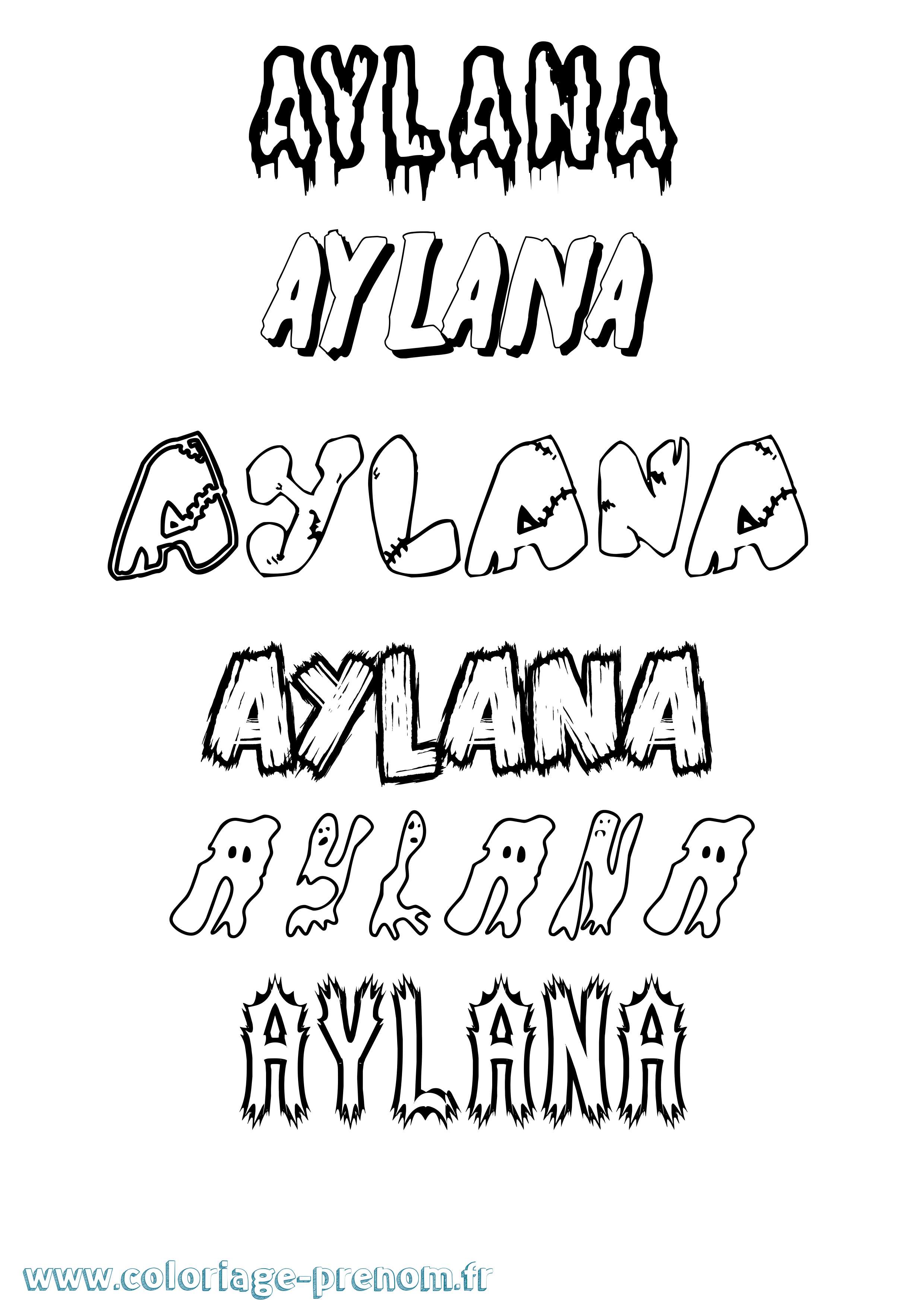 Coloriage Aylana Frisson Coloriage prénom Aylana Frisson