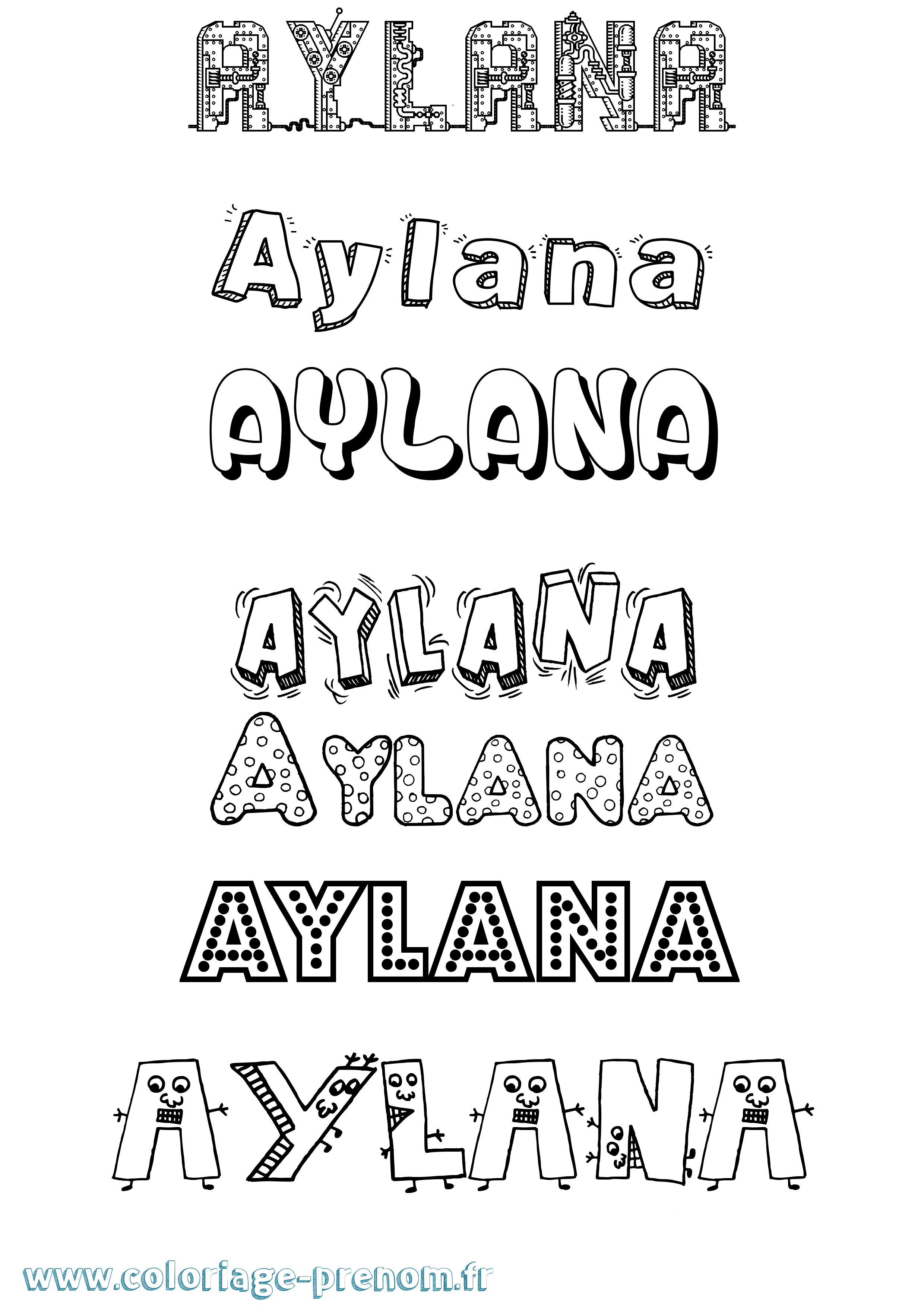 Coloriage Aylana Fun Coloriage prénom Aylana Fun