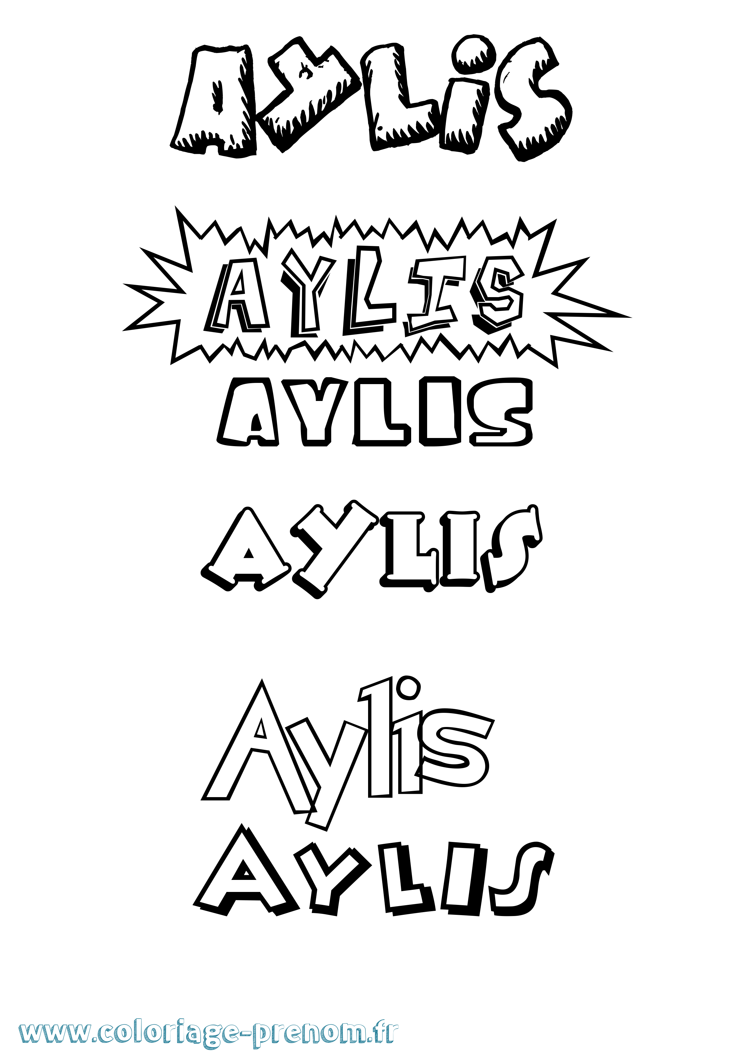 Coloriage Aylis Dessin Animé Coloriage prénom Aylis Dessin Animé