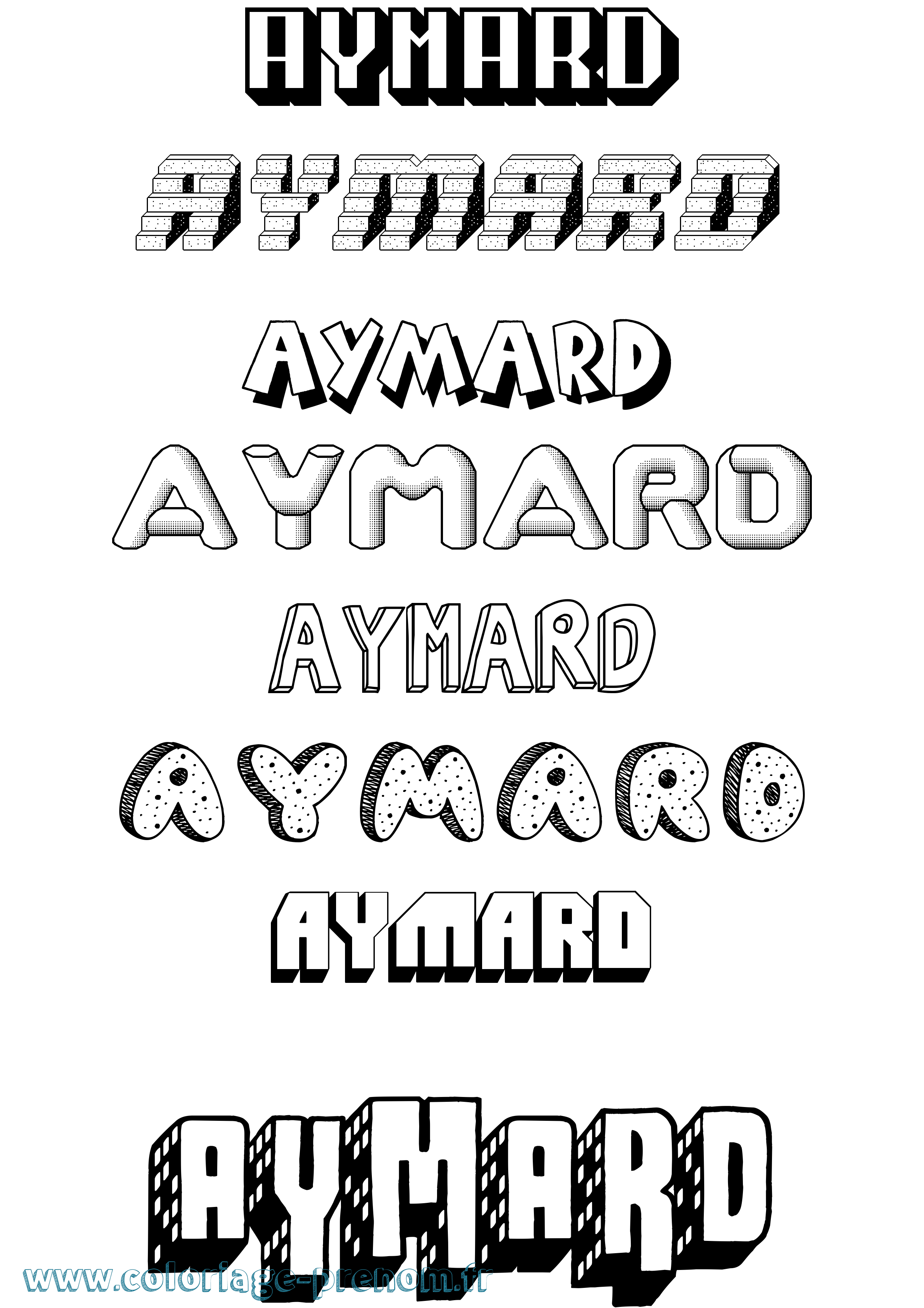 Coloriage Aymard Effet 3D Coloriage prénom Aymard Effet 3D