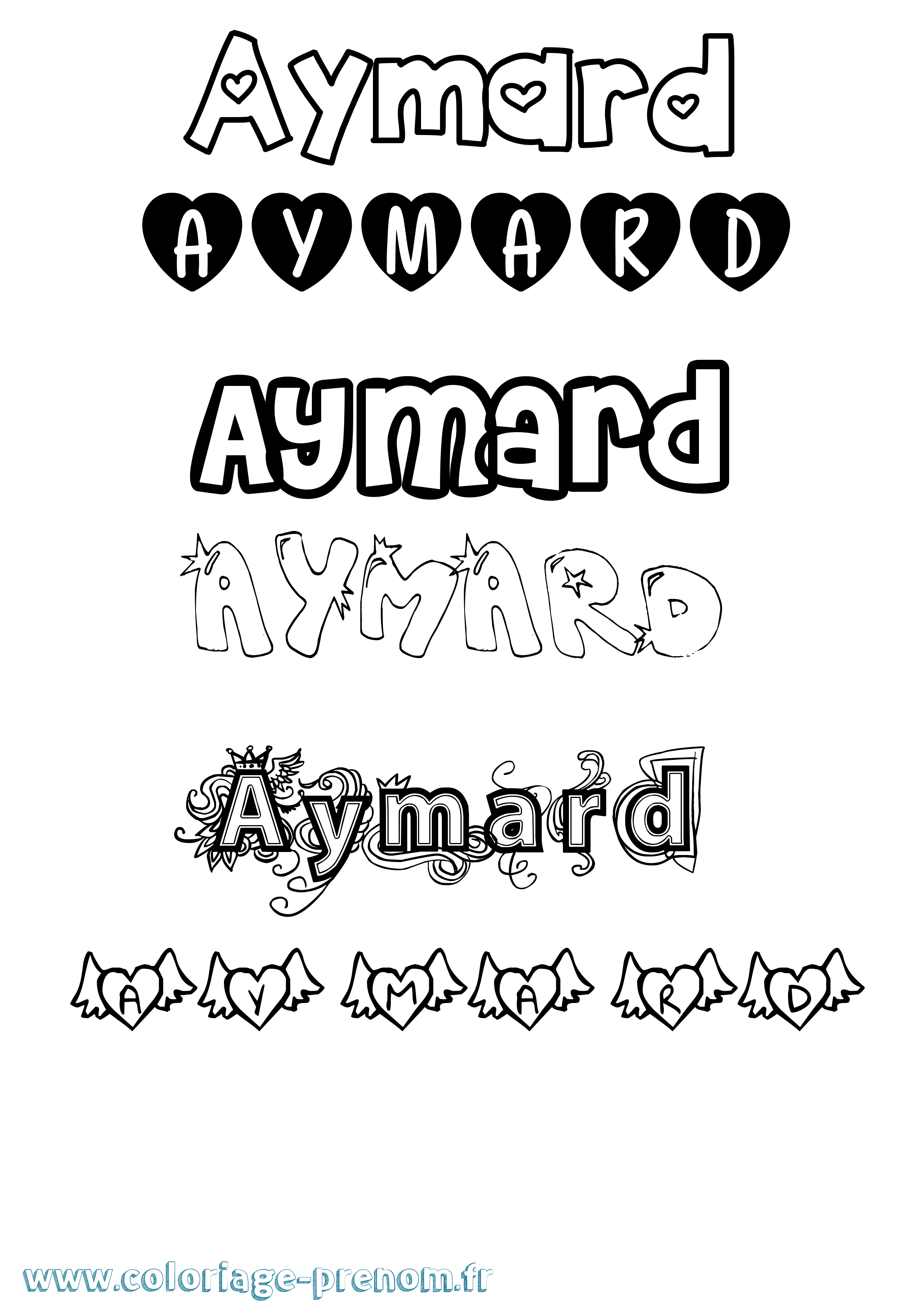 Coloriage Aymard Girly Coloriage prénom Aymard Girly