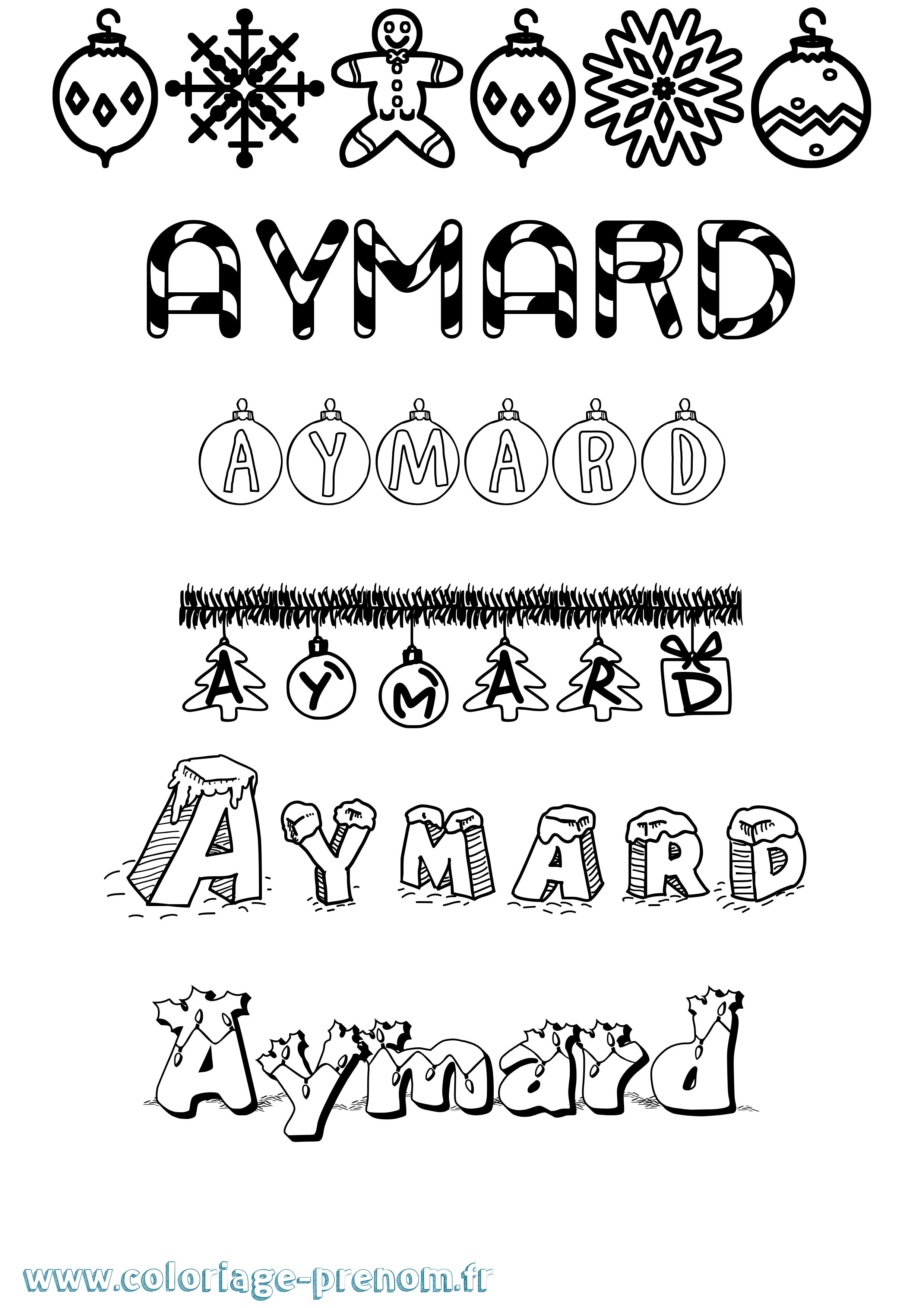 Coloriage Aymard Noël Coloriage prénom Aymard Noël