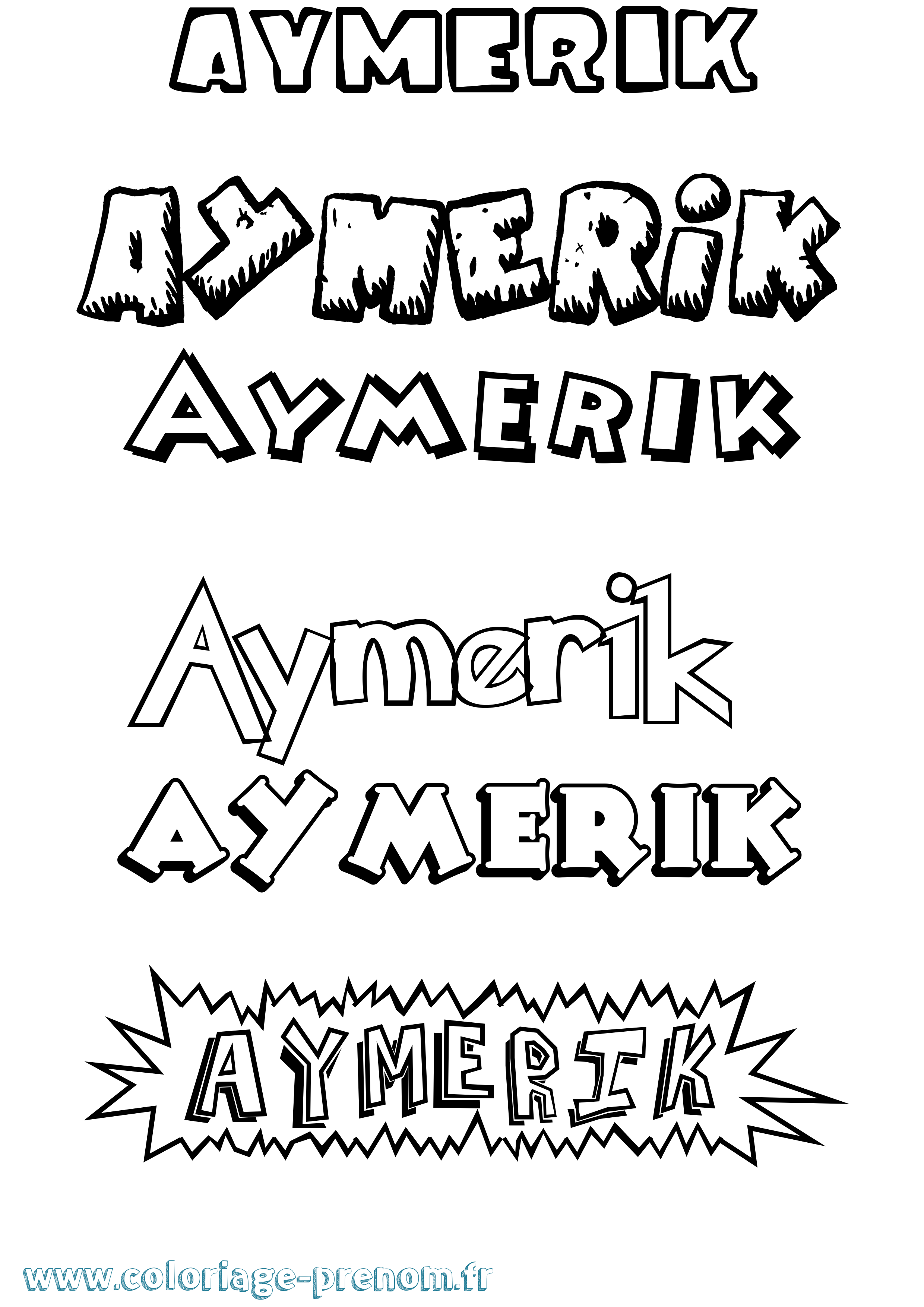 Coloriage Aymerik Dessin Animé Coloriage prénom Aymerik Dessin Animé
