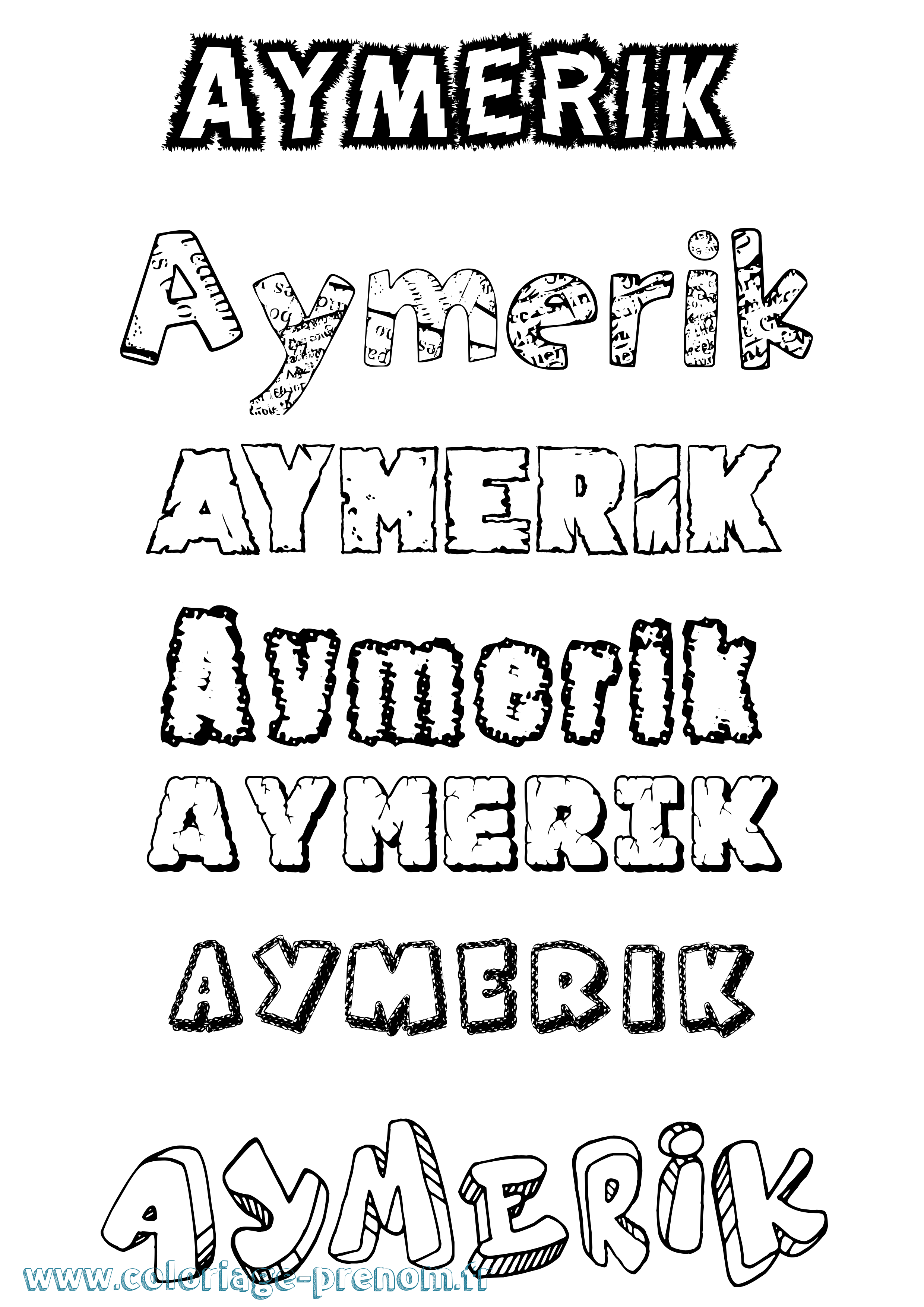 Coloriage Aymerik Destructuré Coloriage prénom Aymerik Destructuré