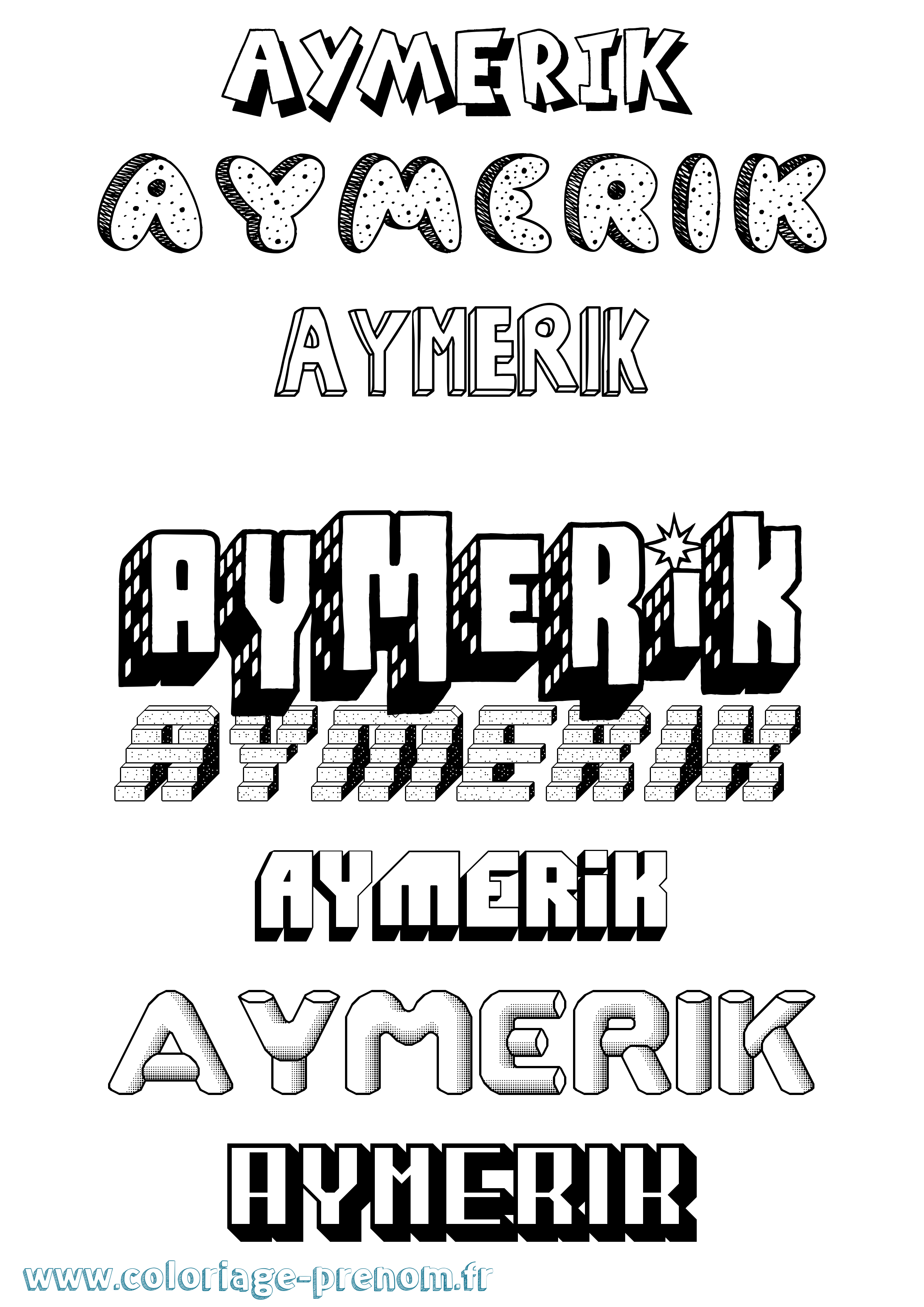 Coloriage Aymerik Effet 3D Coloriage prénom Aymerik Effet 3D