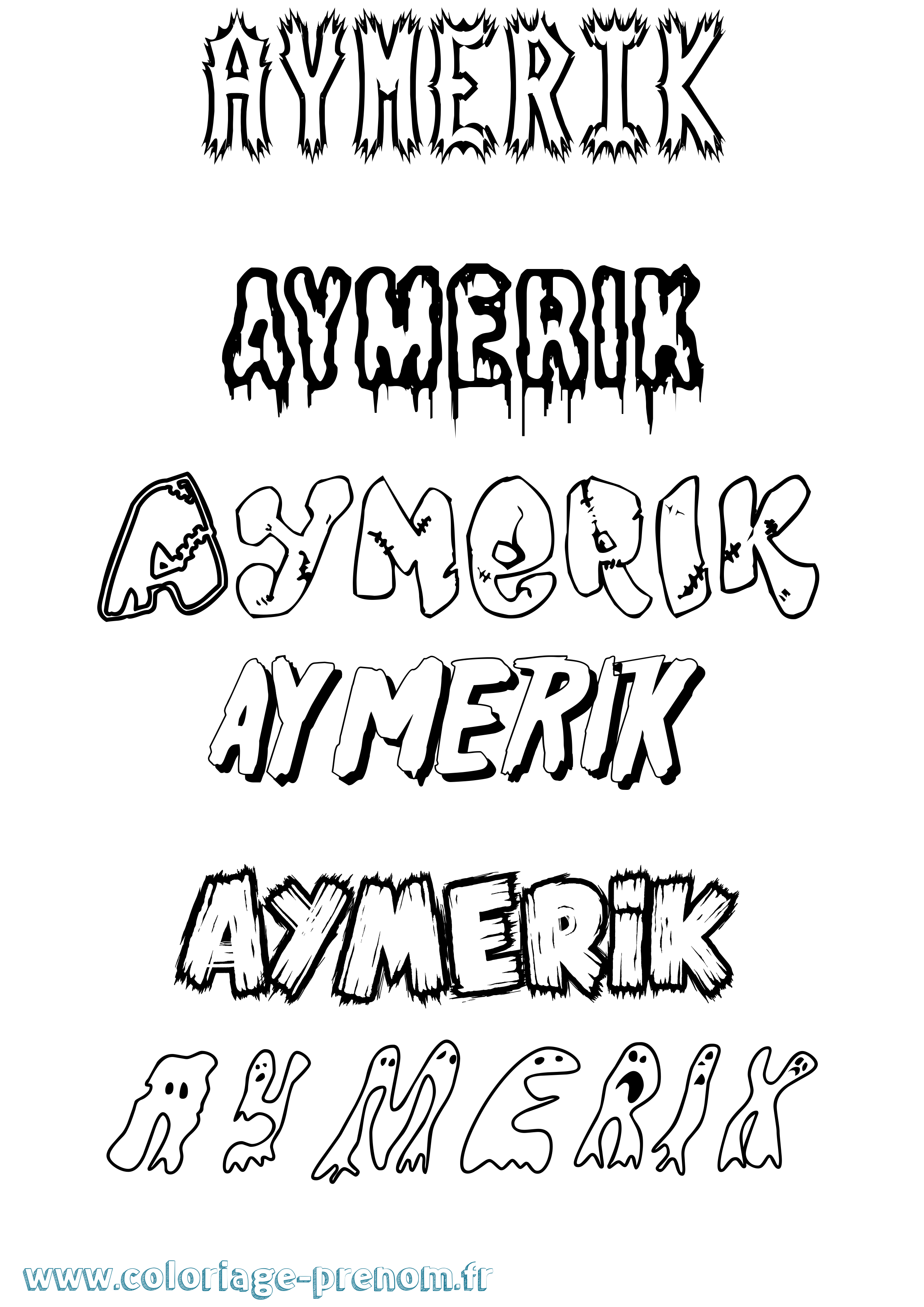 Coloriage Aymerik Frisson Coloriage prénom Aymerik Frisson