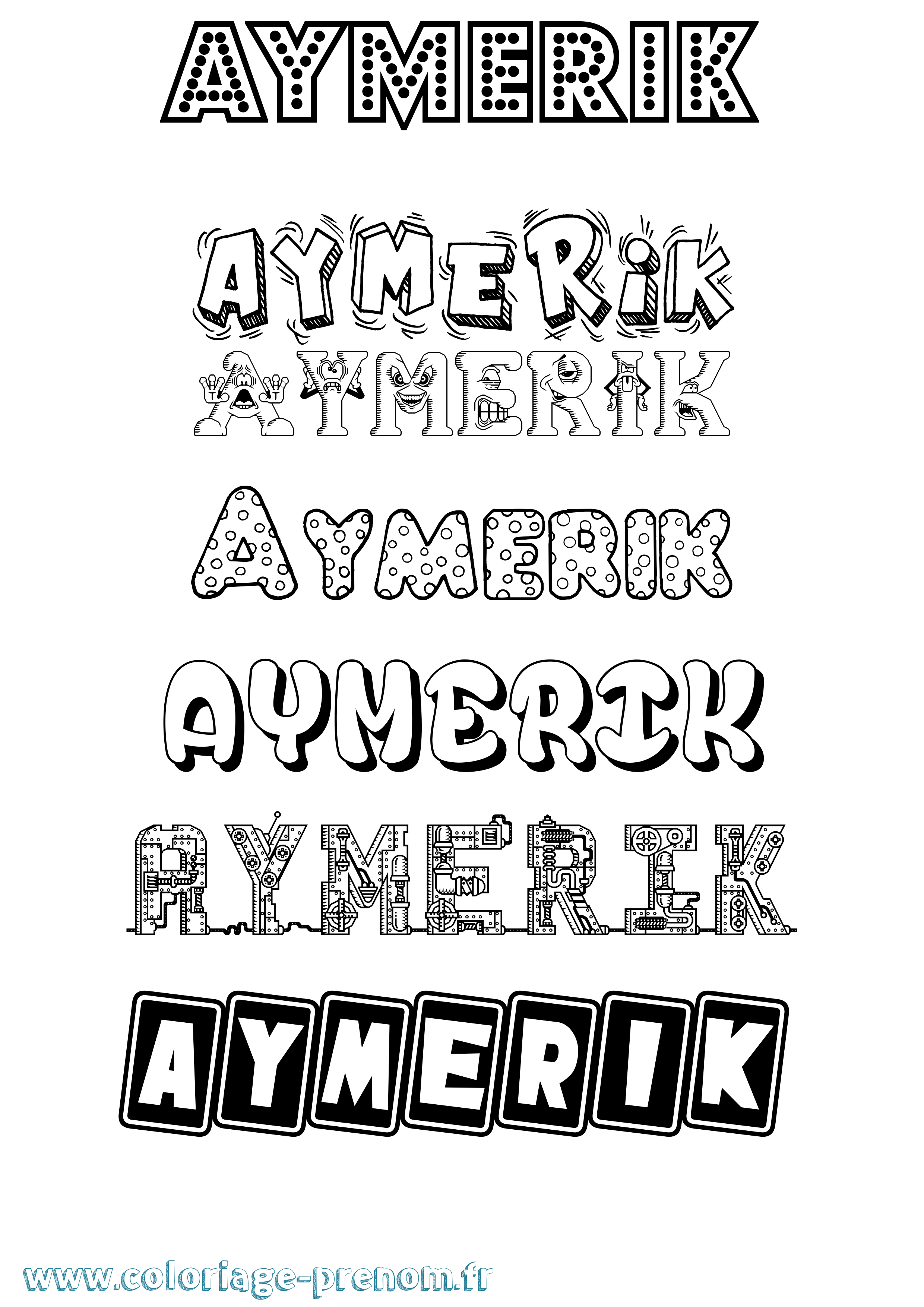Coloriage Aymerik Fun Coloriage prénom Aymerik Fun