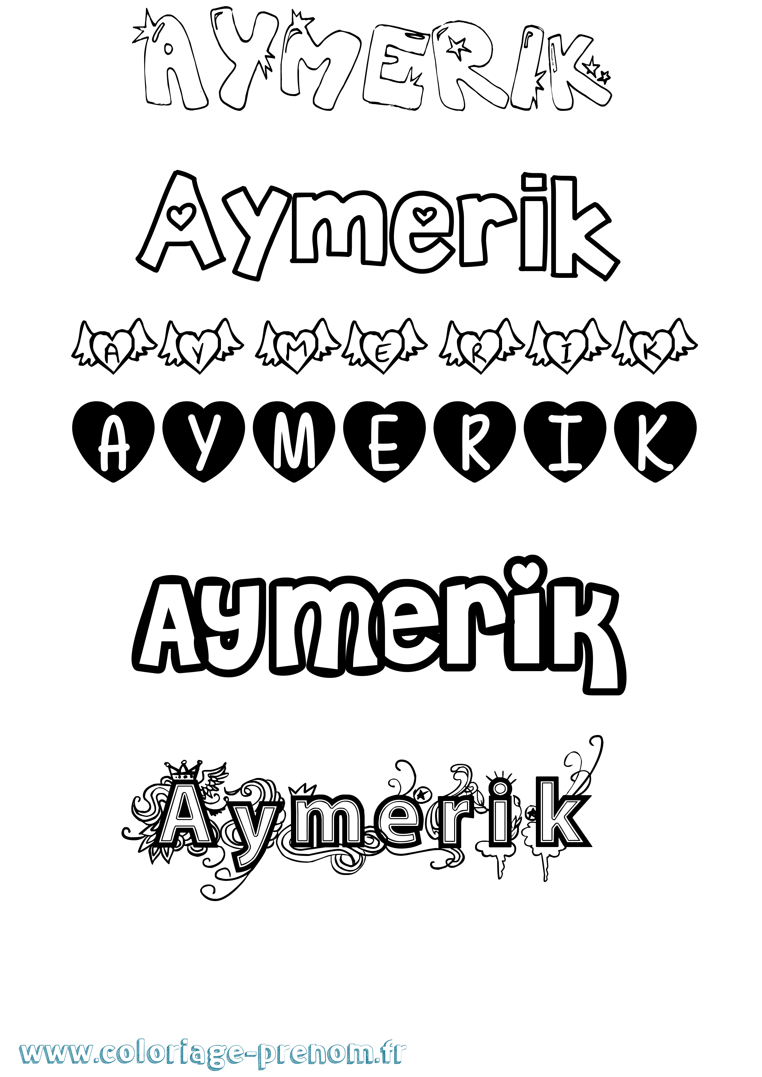 Coloriage Aymerik Girly Coloriage prénom Aymerik Girly