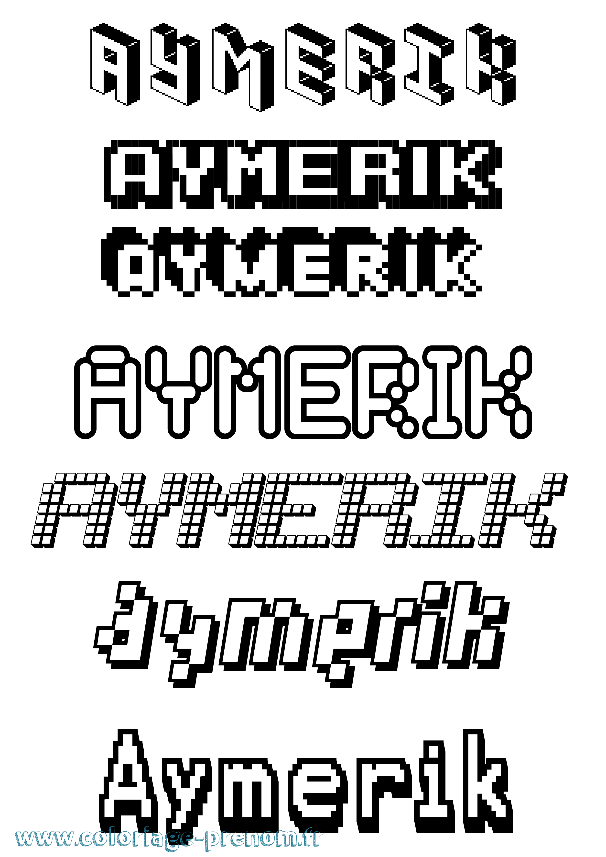 Coloriage Aymerik Pixel Coloriage prénom Aymerik Pixel