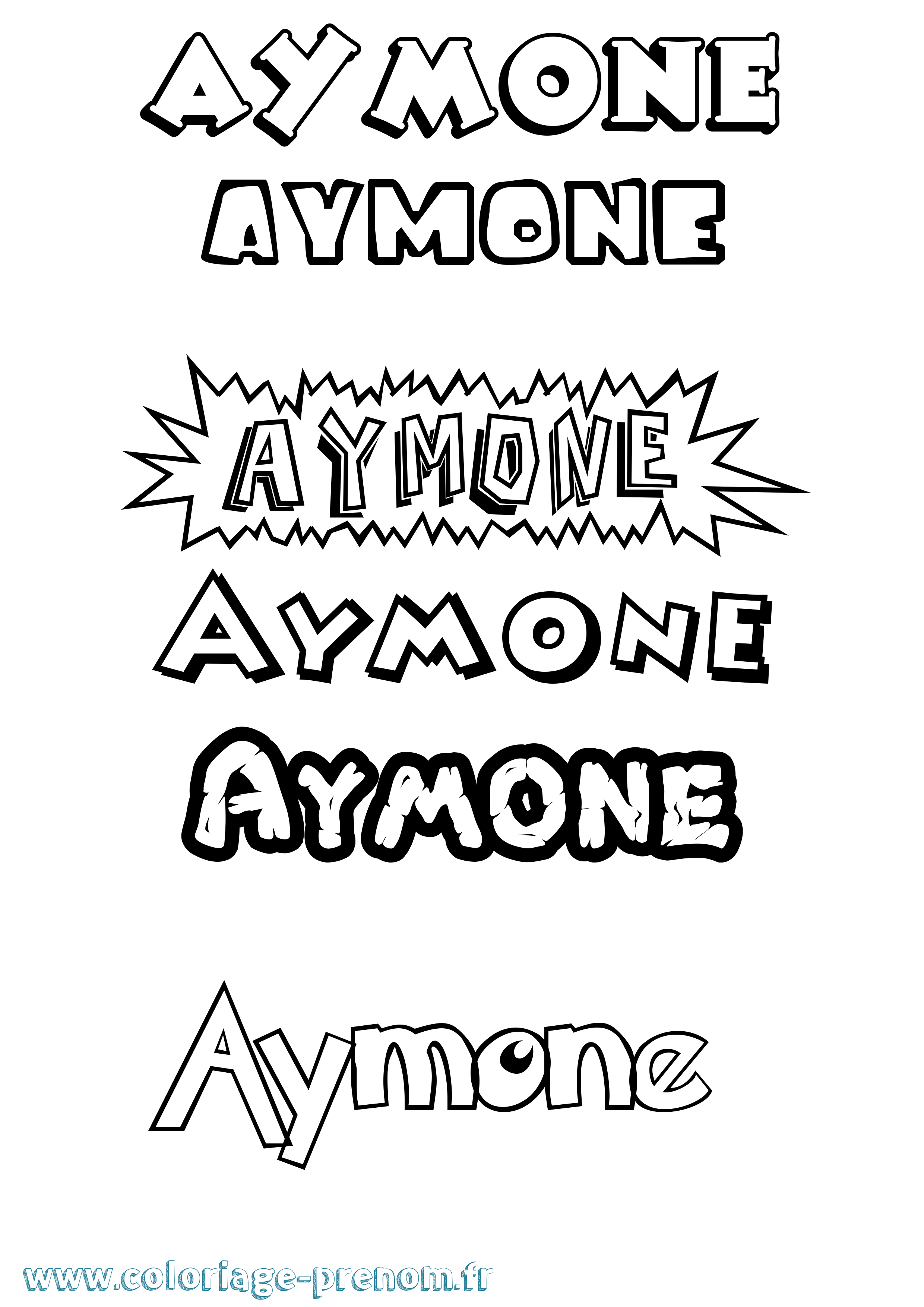 Coloriage Aymone Dessin Animé Coloriage prénom Aymone Dessin Animé