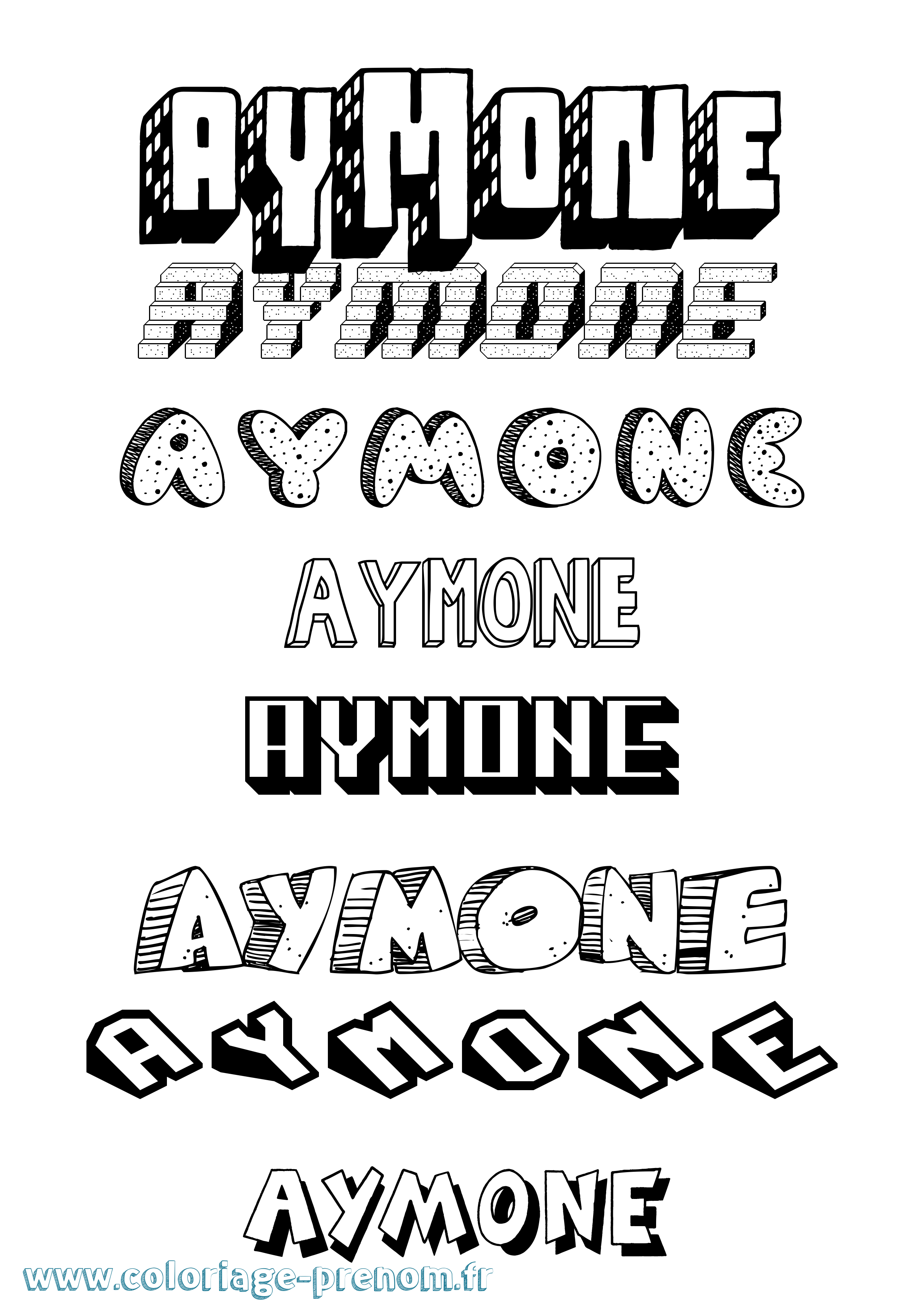 Coloriage Aymone Effet 3D Coloriage prénom Aymone Effet 3D