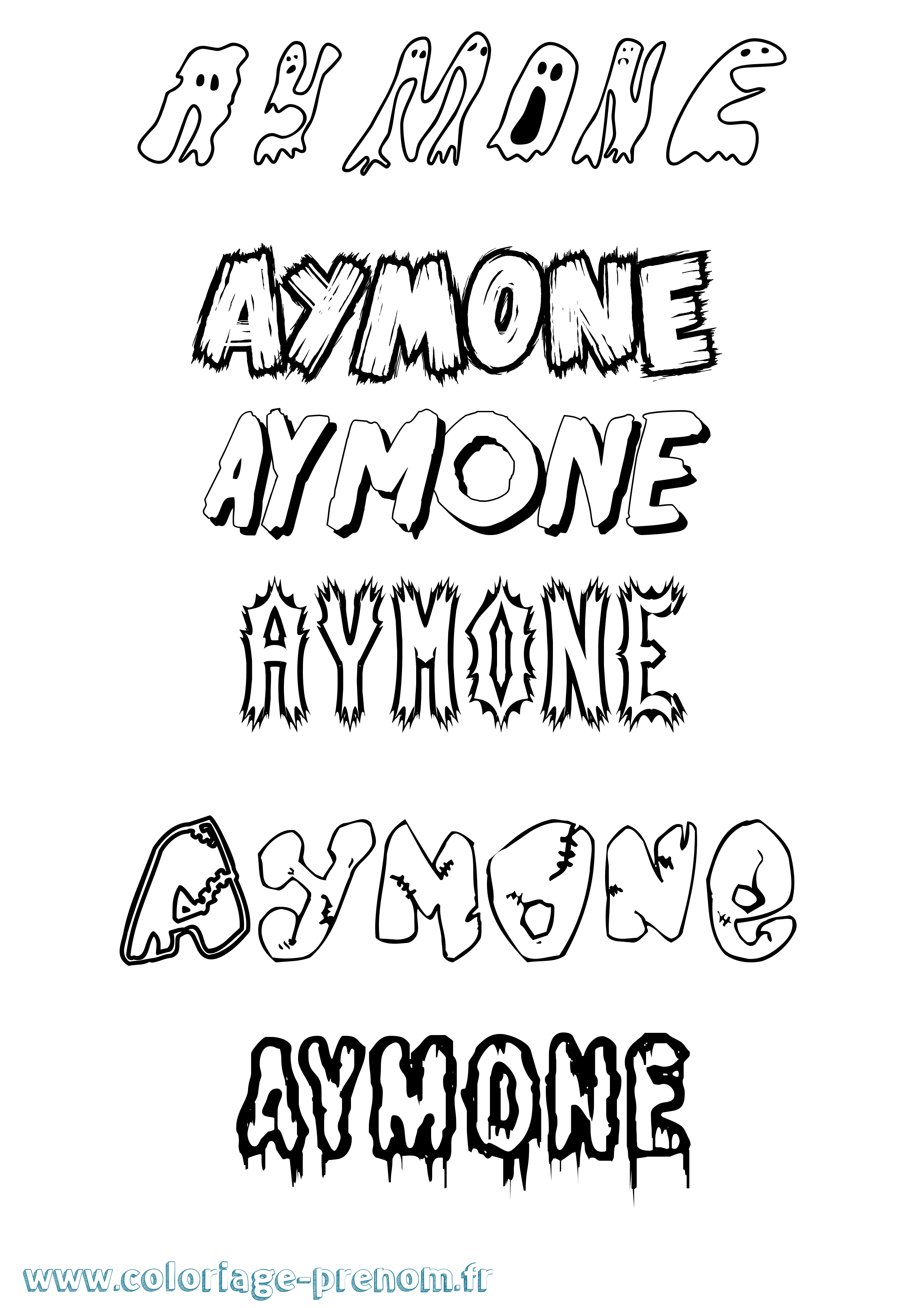 Coloriage Aymone Frisson Coloriage prénom Aymone Frisson