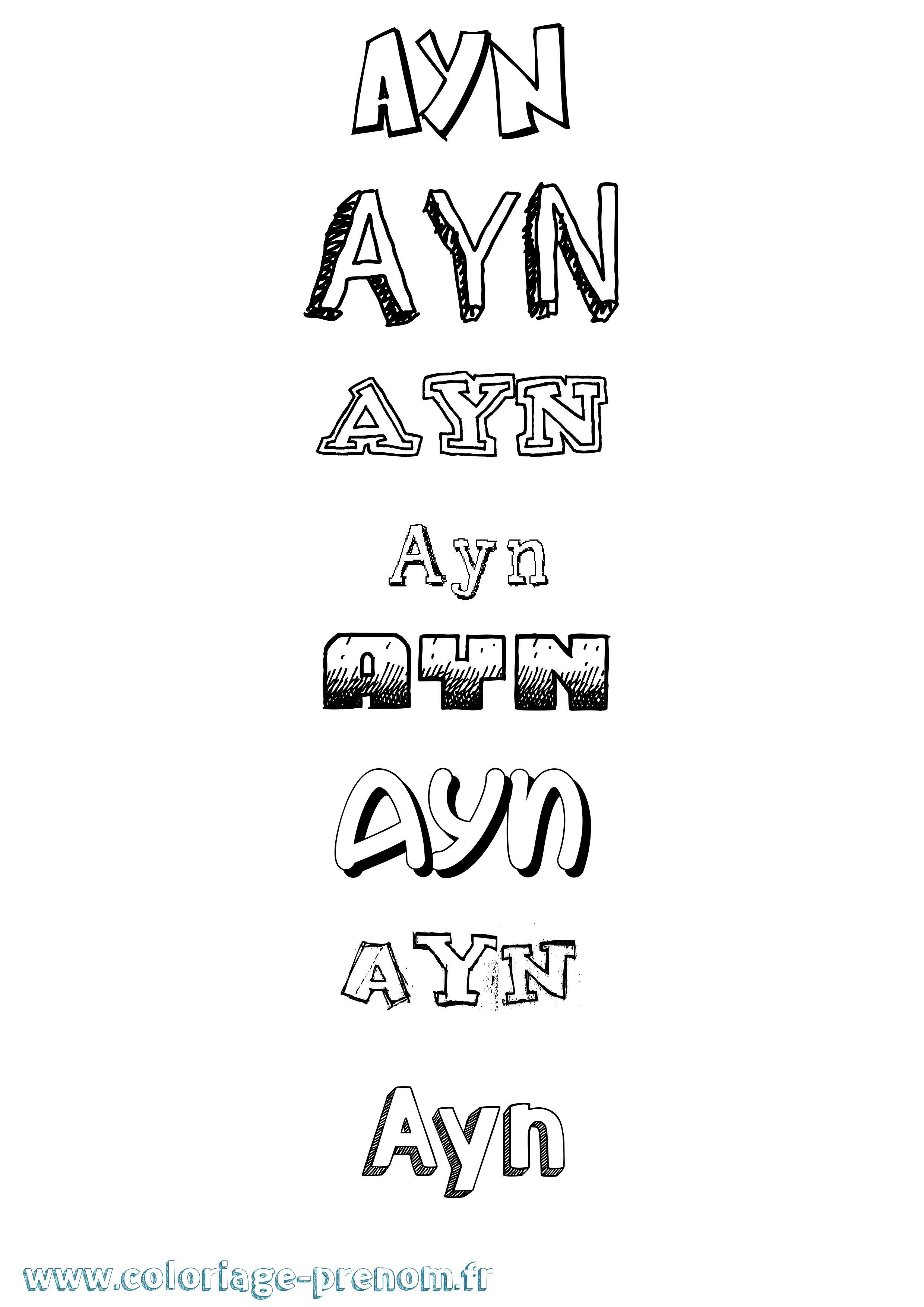 Coloriage Ayn Dessiné Coloriage prénom Ayn Dessiné