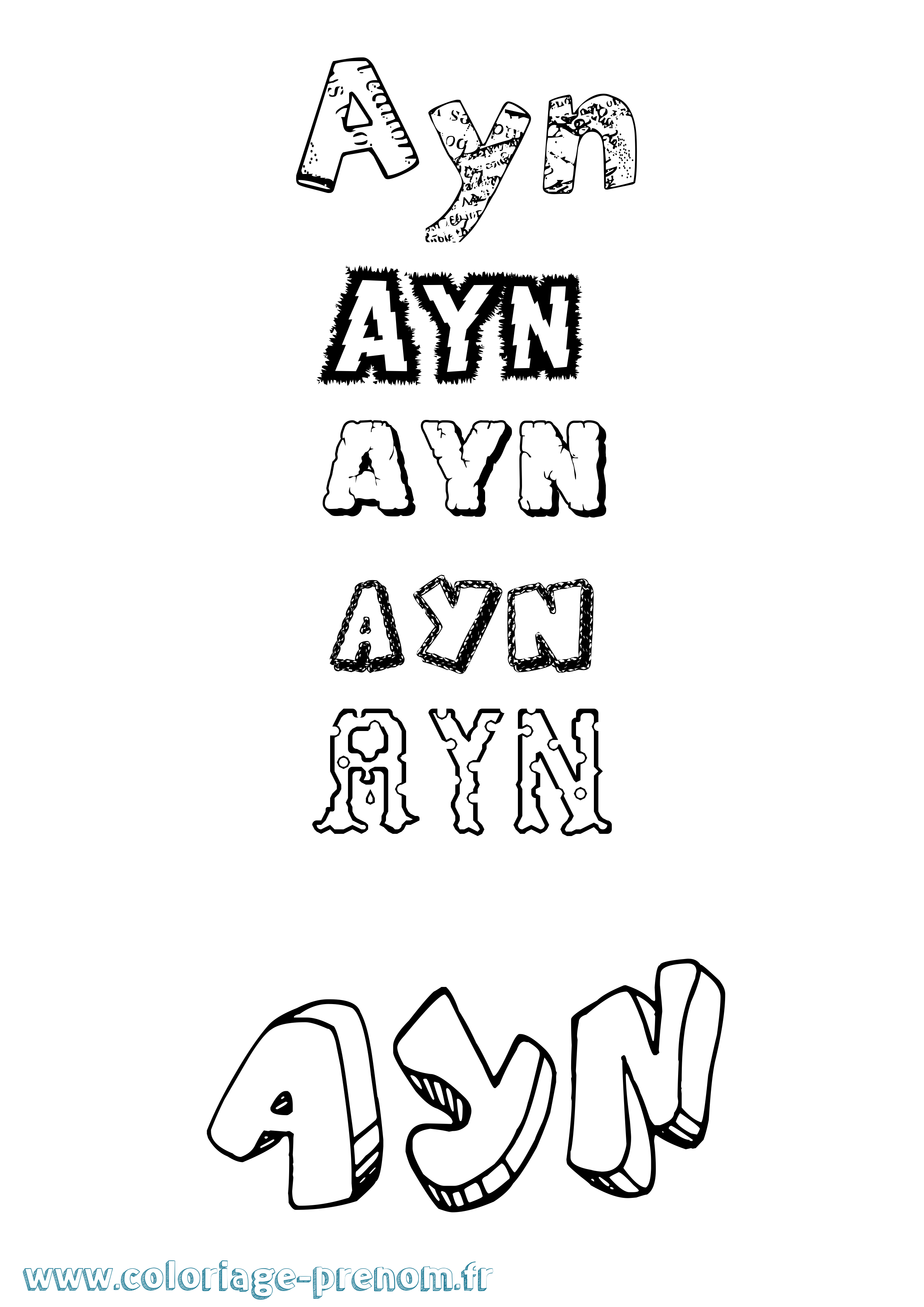 Coloriage Ayn Destructuré Coloriage prénom Ayn Destructuré