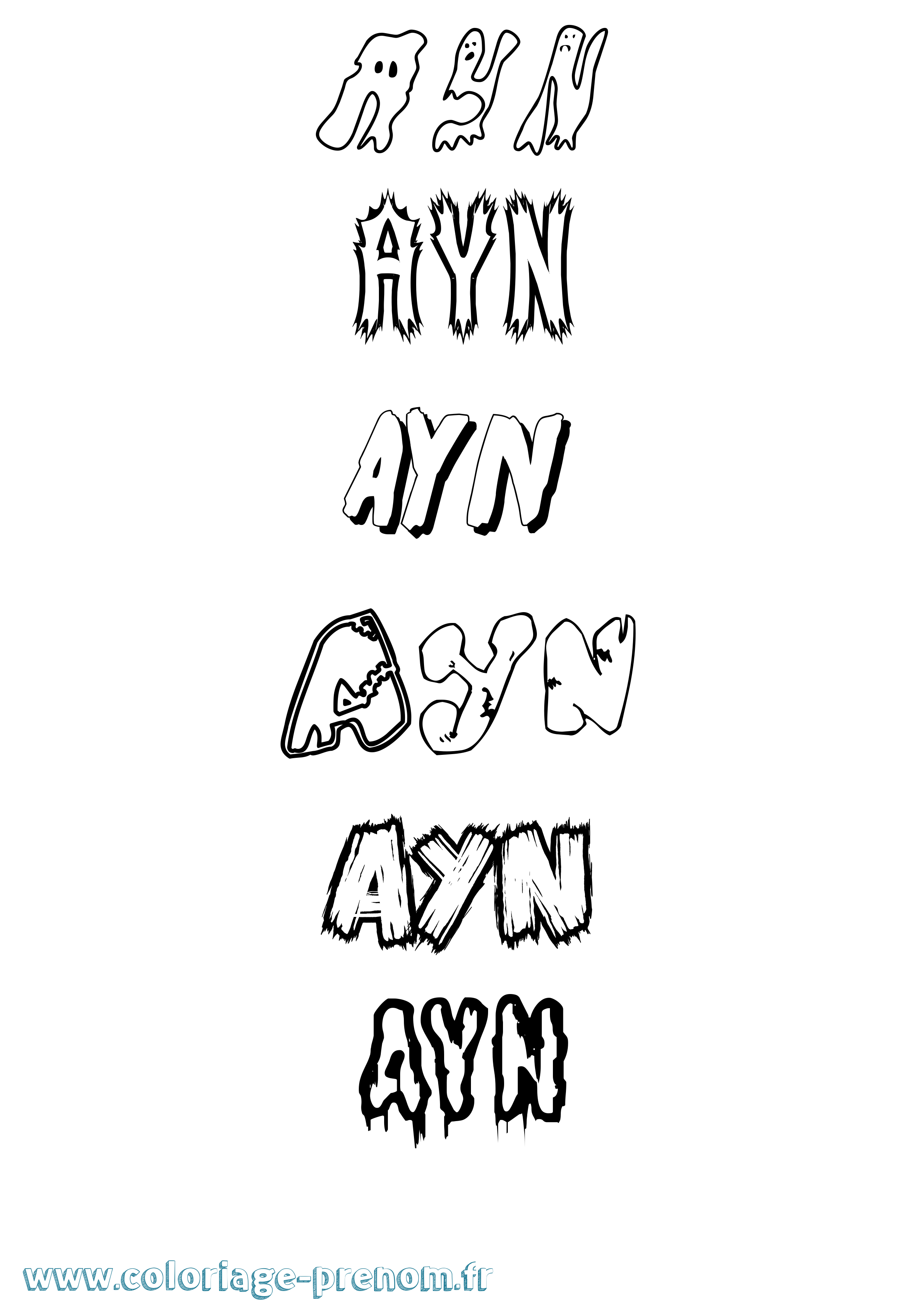 Coloriage Ayn Frisson Coloriage prénom Ayn Frisson