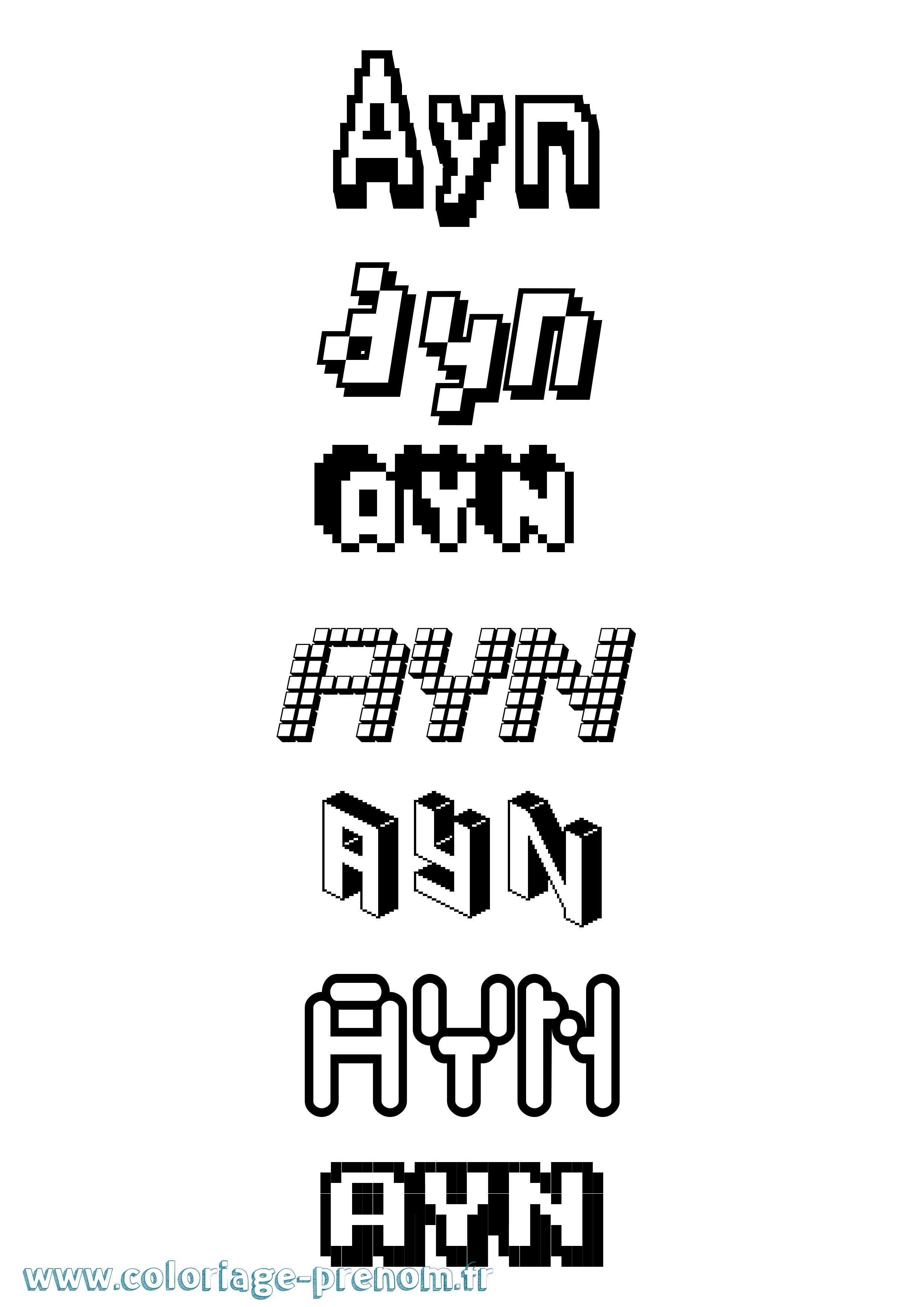 Coloriage Ayn Pixel Coloriage prénom Ayn Pixel