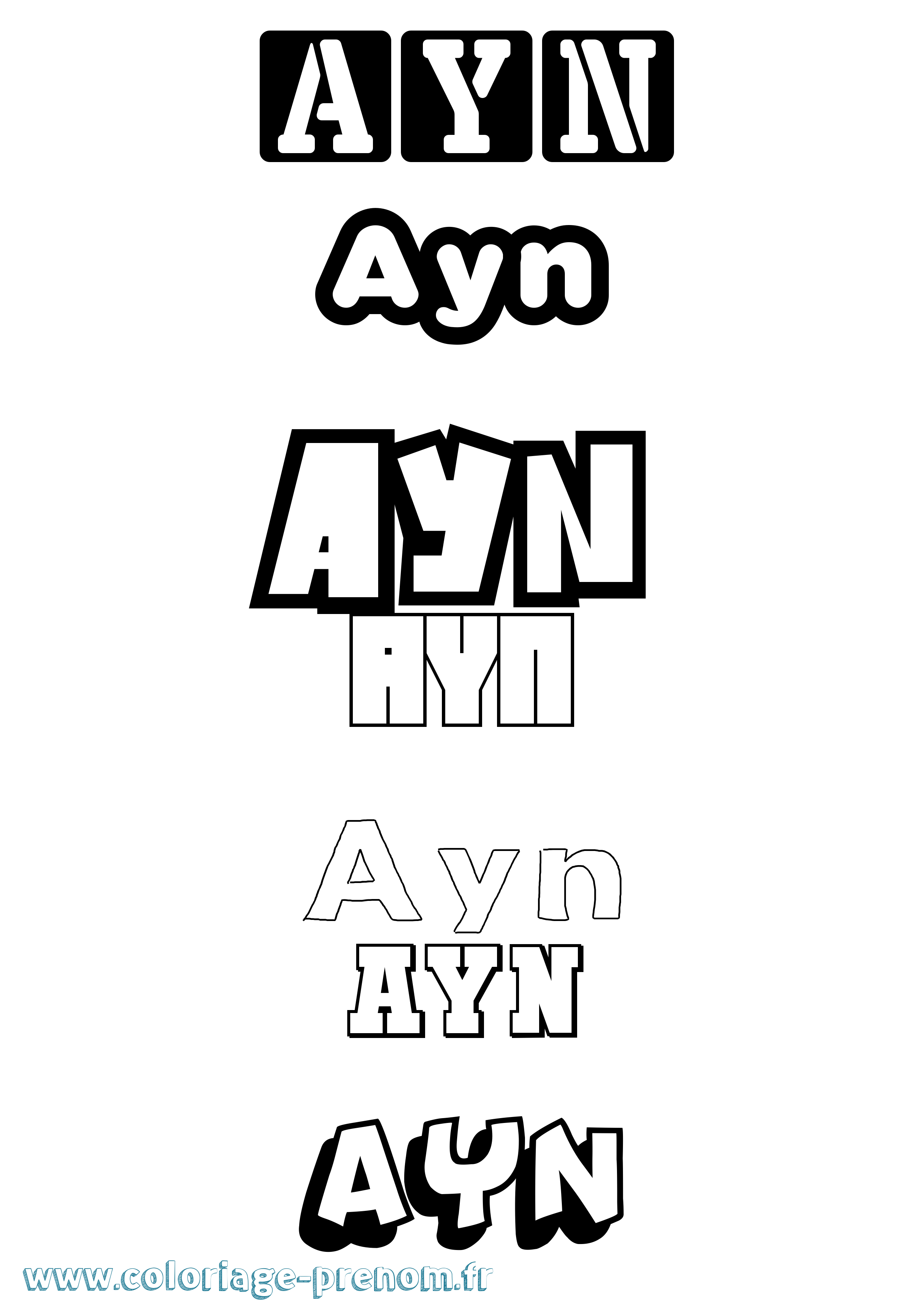 Coloriage Ayn Simple Coloriage prénom Ayn Simple