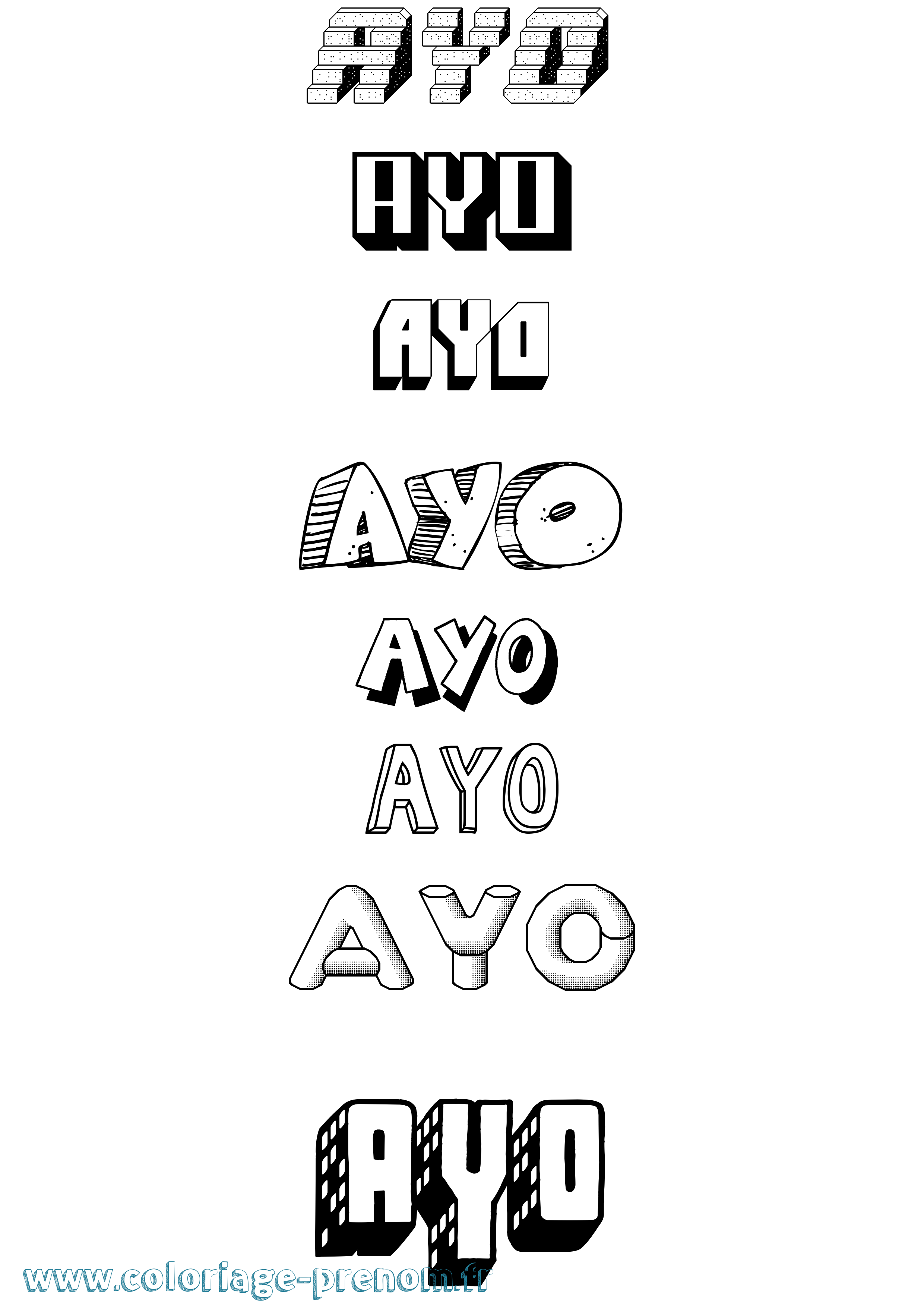 Coloriage Ayo Effet 3D Coloriage prénom Ayo Effet 3D