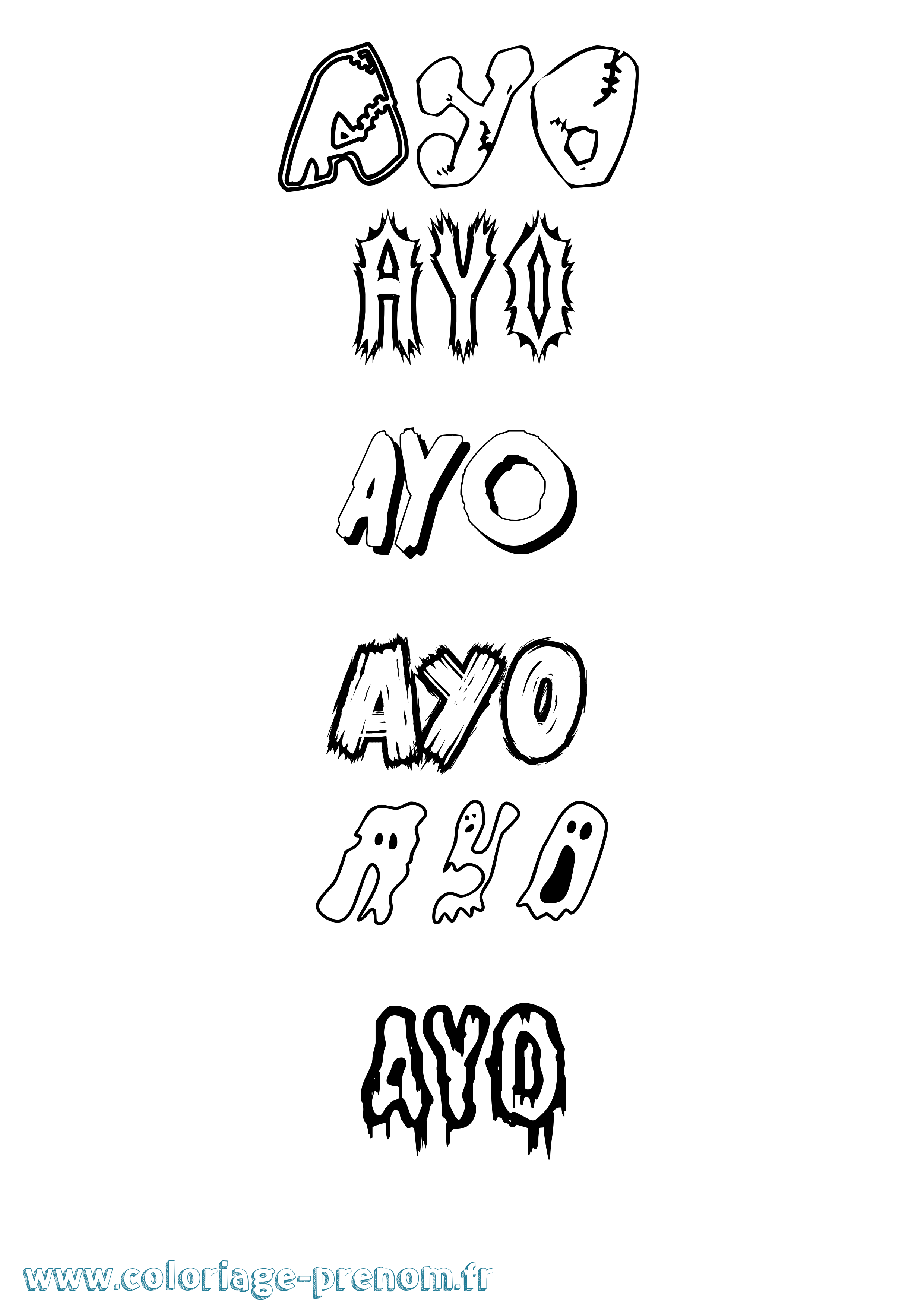 Coloriage Ayo Frisson Coloriage prénom Ayo Frisson