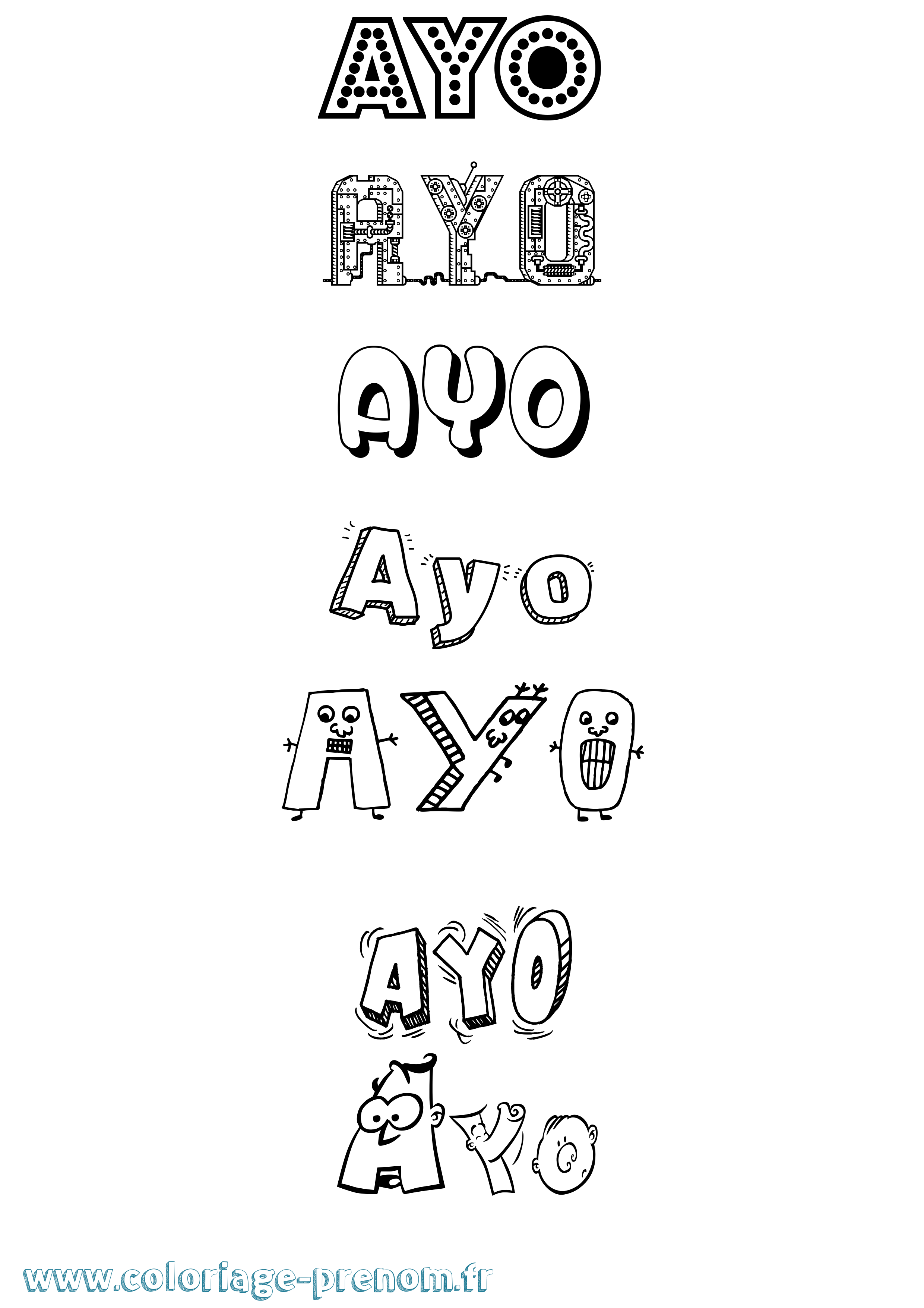 Coloriage Ayo Fun Coloriage prénom Ayo Fun