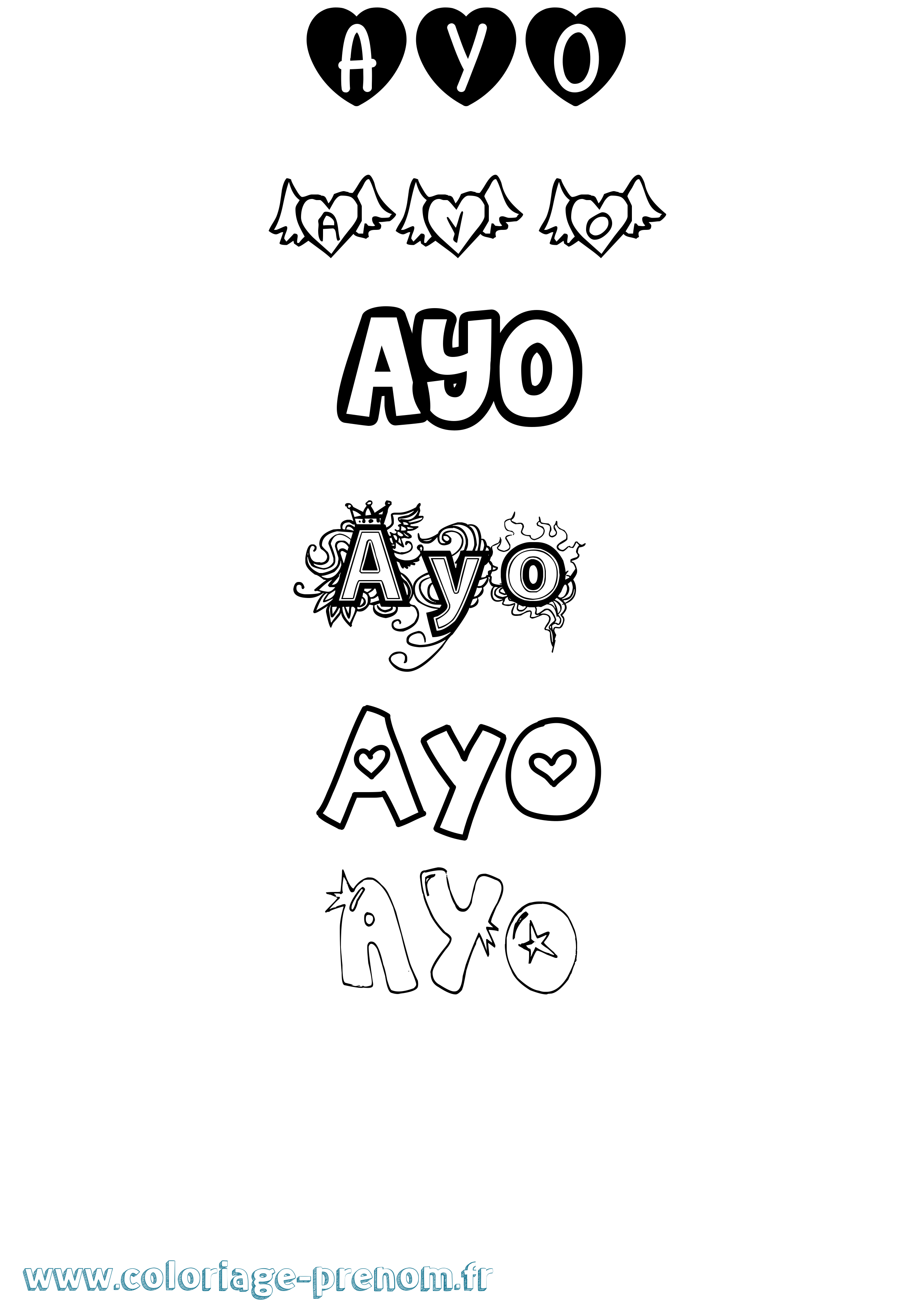 Coloriage Ayo Girly Coloriage prénom Ayo Girly