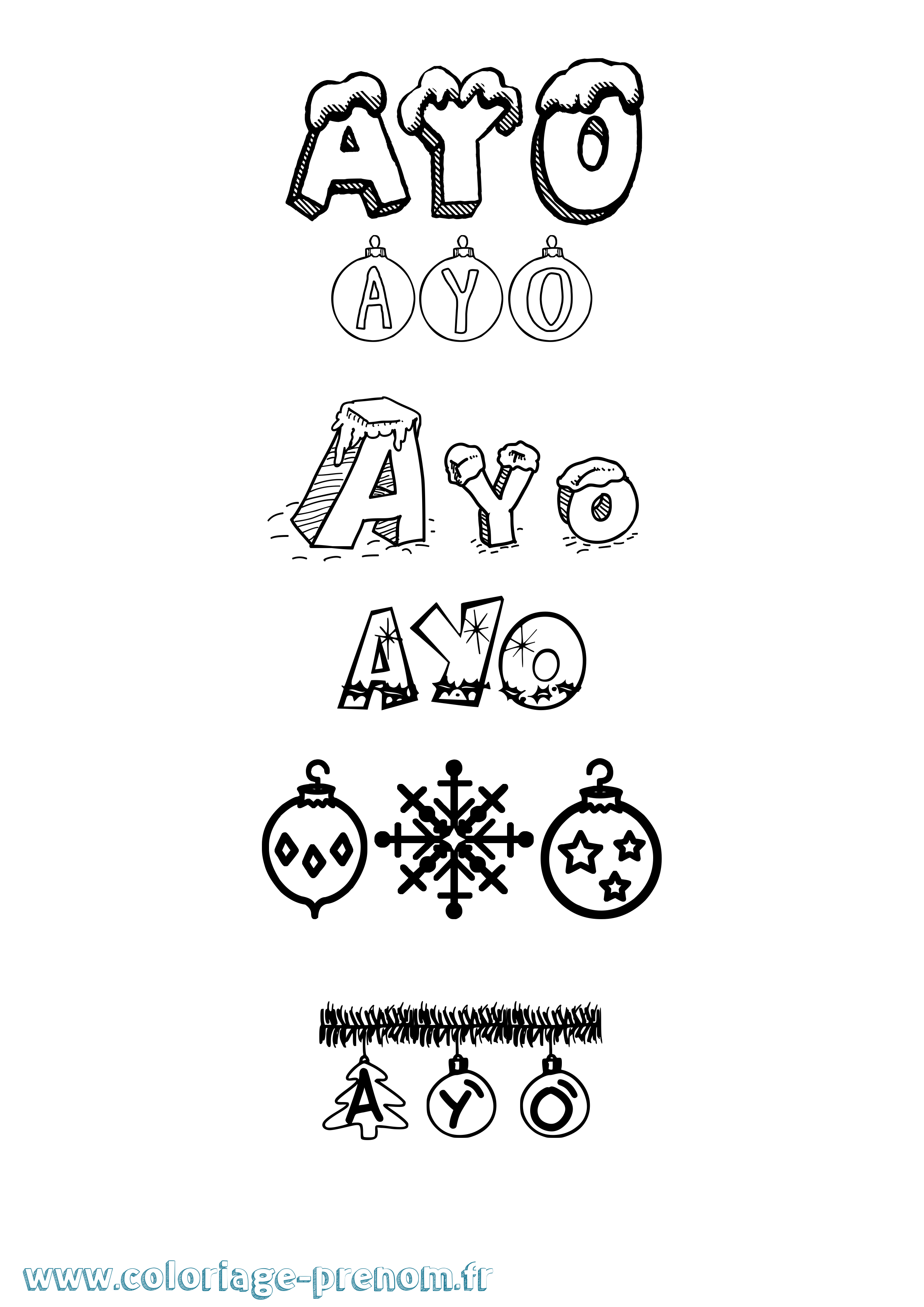 Coloriage Ayo Noël Coloriage prénom Ayo Noël