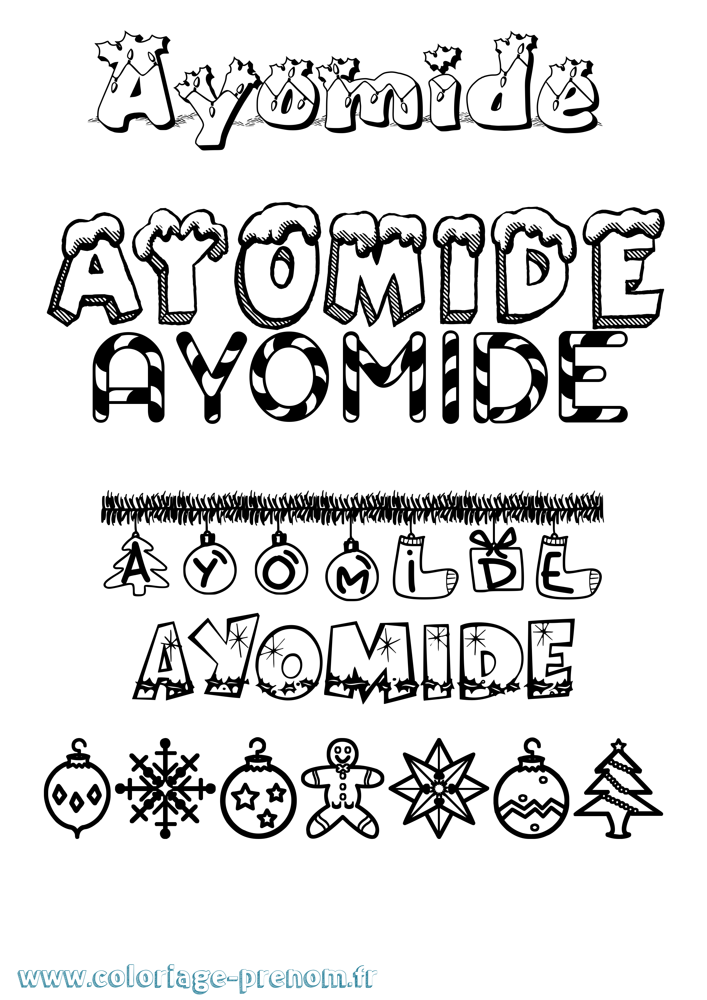Coloriage Ayomide Noël Coloriage prénom Ayomide Noël