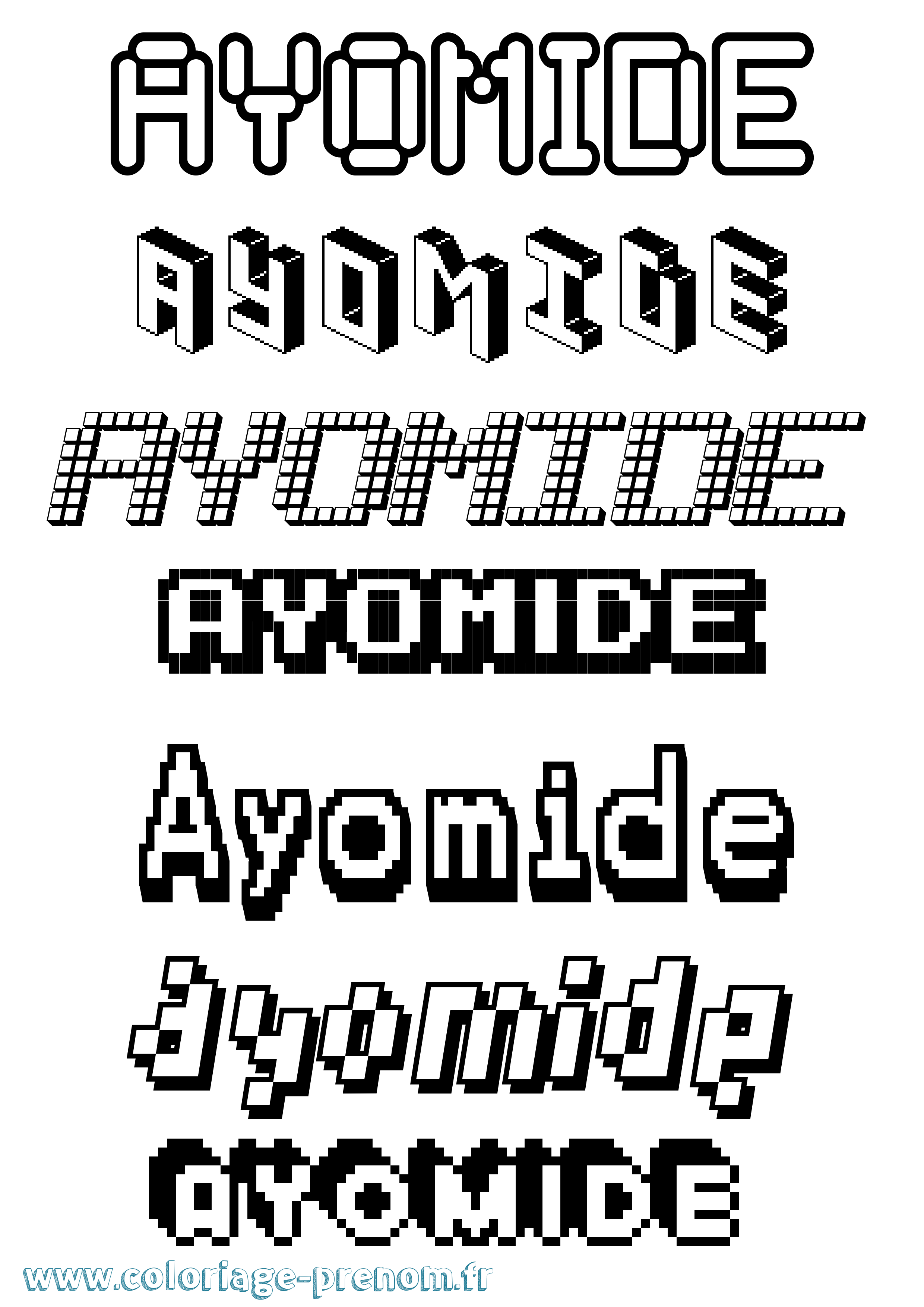 Coloriage Ayomide Pixel Coloriage prénom Ayomide Pixel