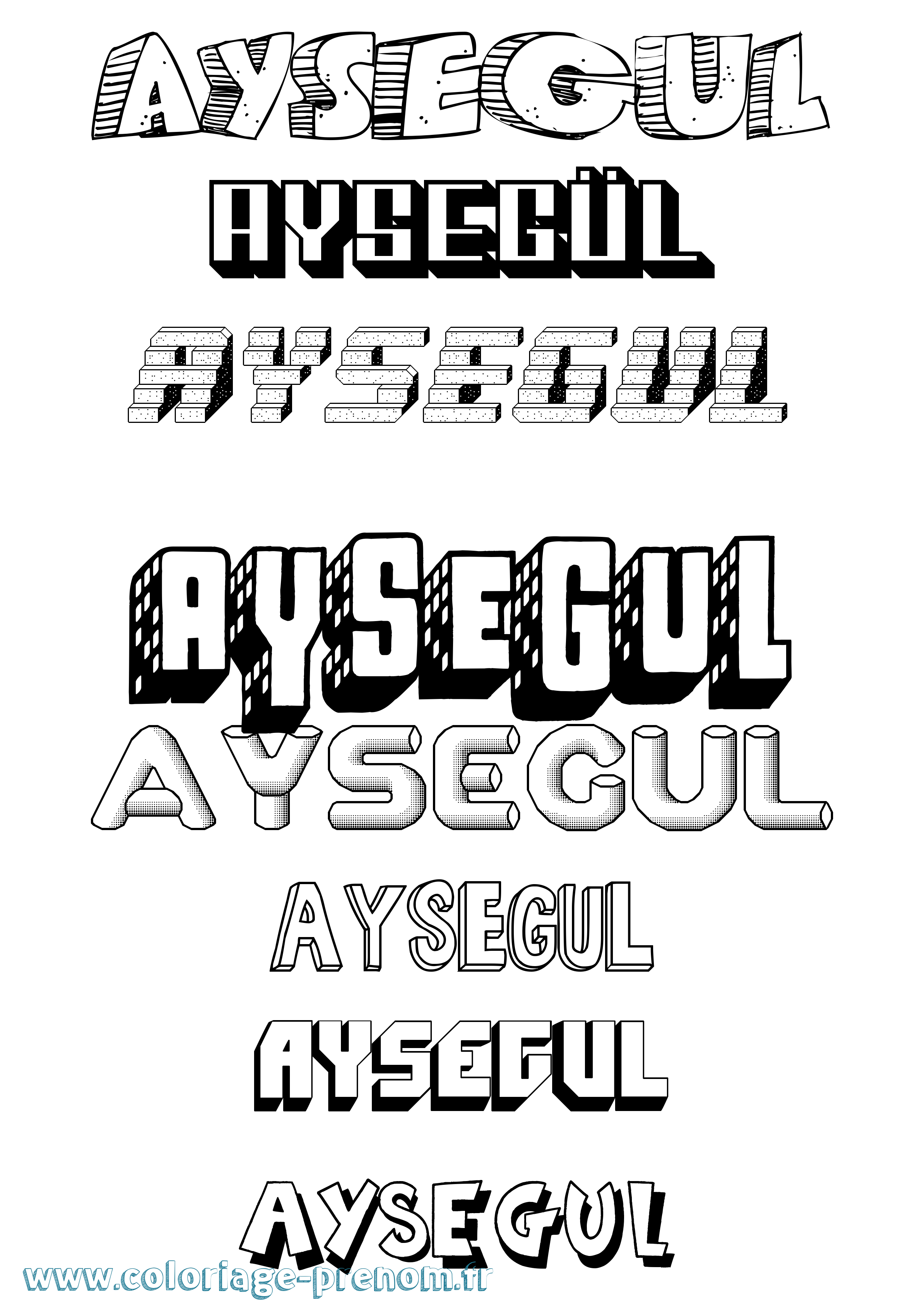 Coloriage Aysegül Effet 3D Coloriage prénom Aysegül Effet 3D