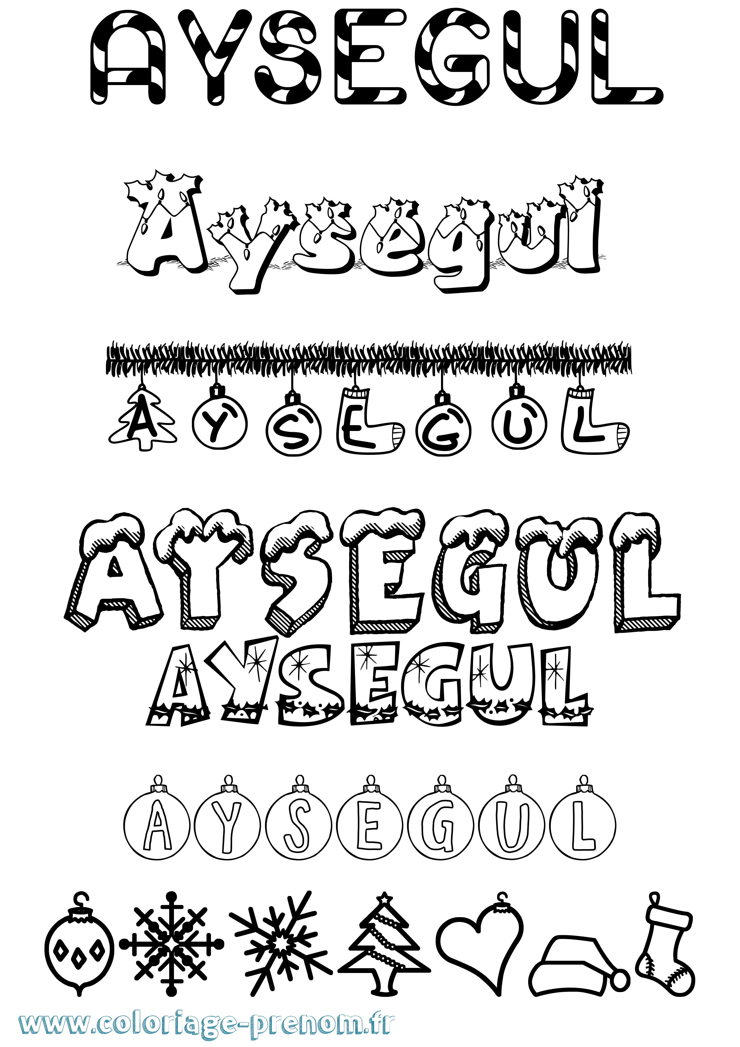 Coloriage Aysegül Noël Coloriage prénom Aysegül Noël