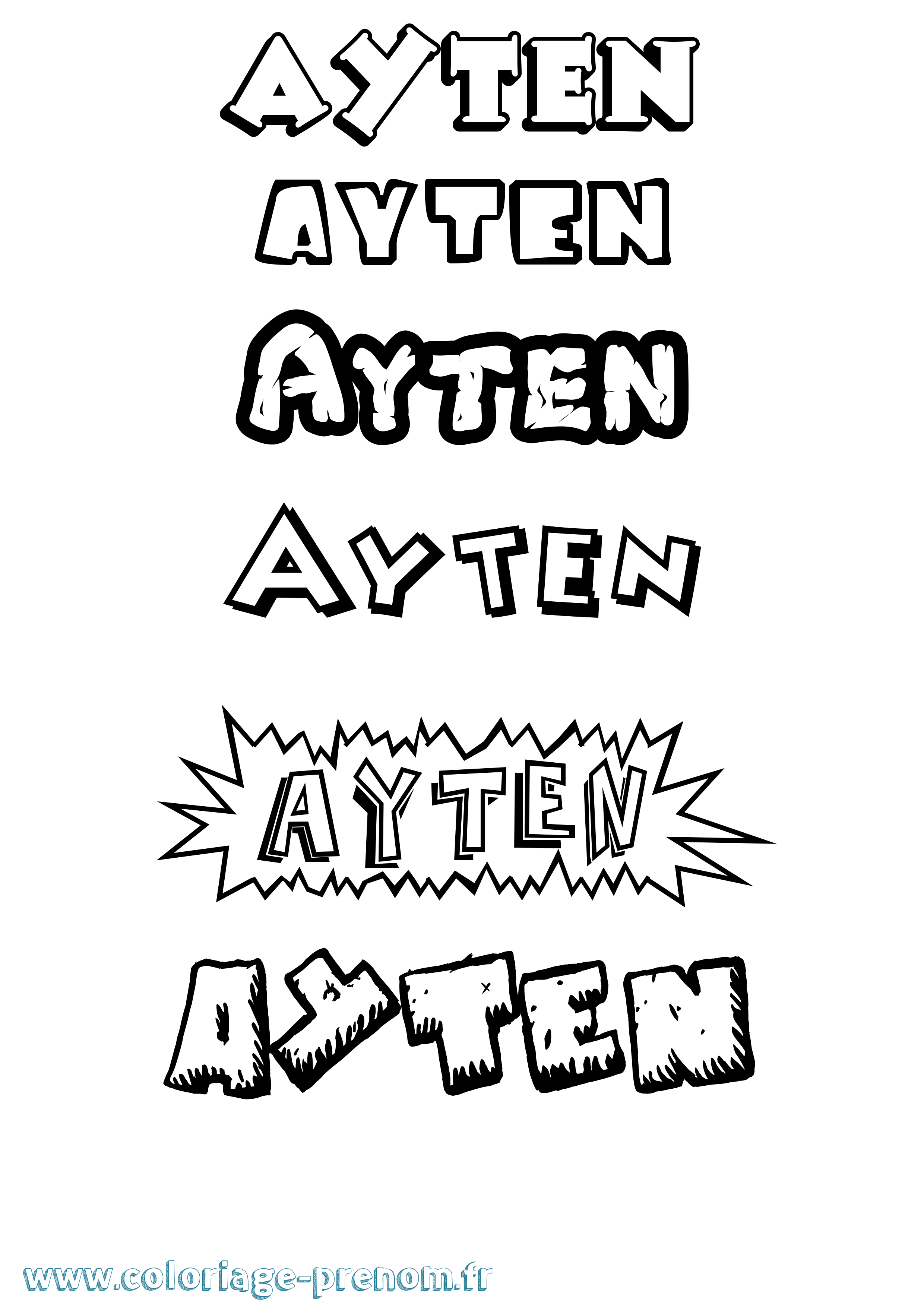 Coloriage Ayten Dessin Animé Coloriage prénom Ayten Dessin Animé