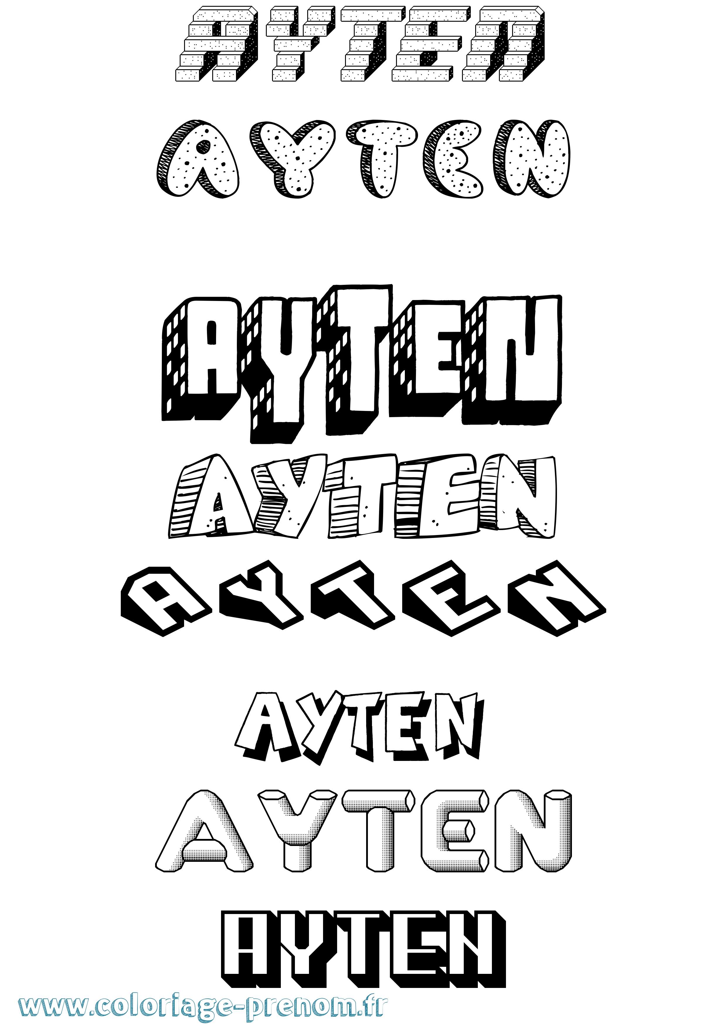 Coloriage Ayten Effet 3D Coloriage prénom Ayten Effet 3D