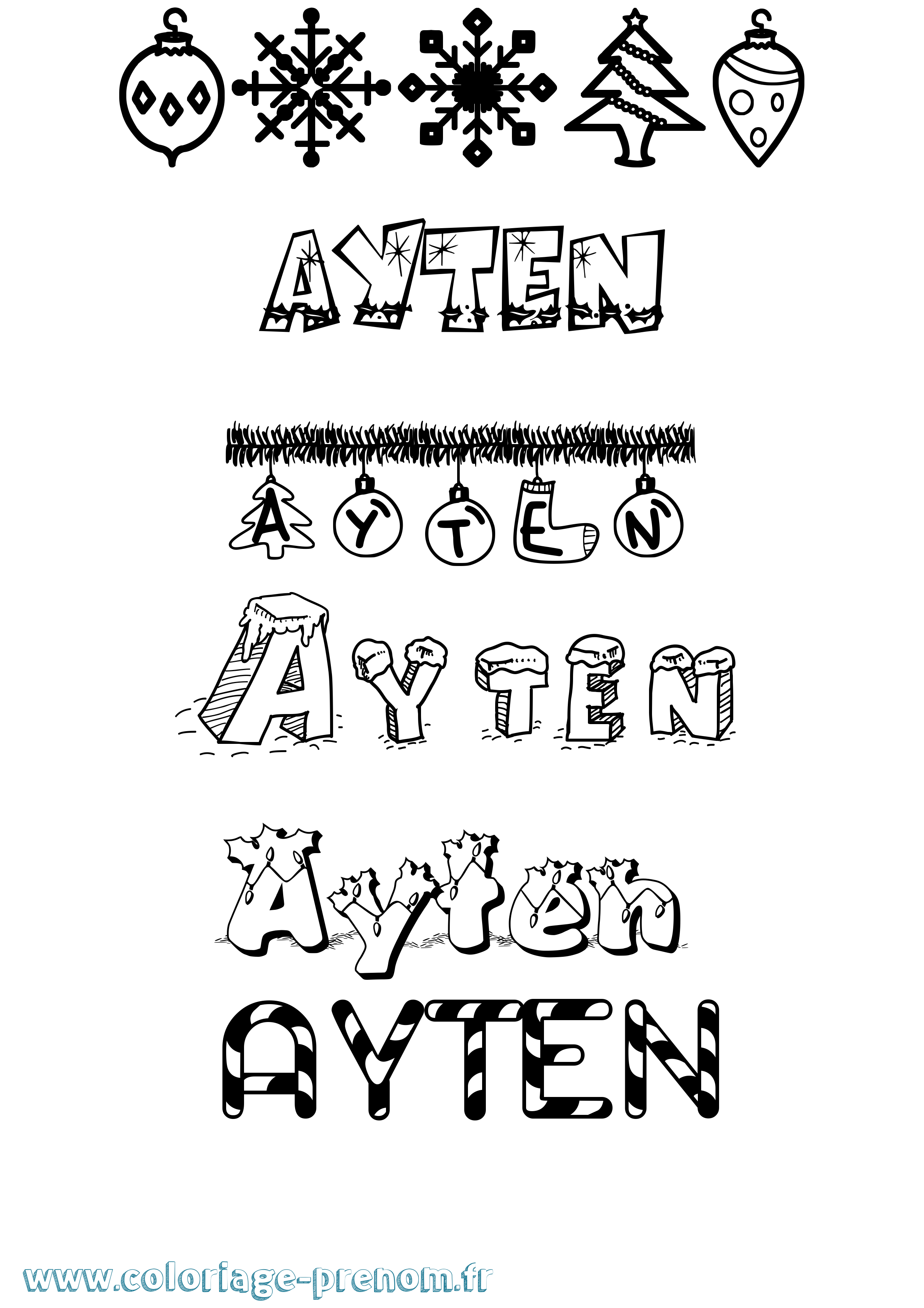Coloriage Ayten Noël Coloriage prénom Ayten Noël